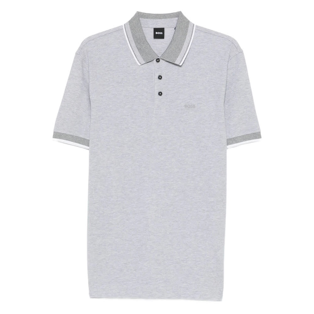 Hugo Boss Boss White Polo Shirts Men In Gray