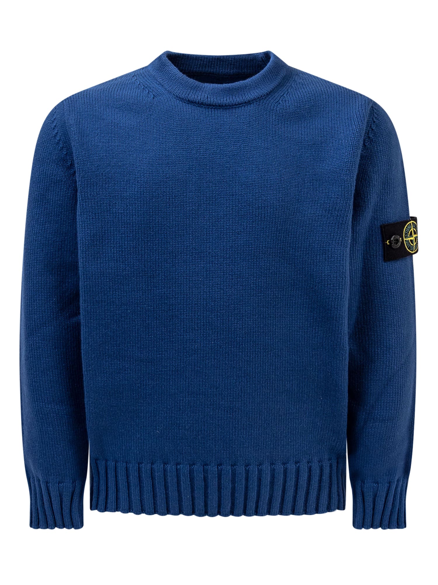 Shop Stone Island Junior Sweater With Logo In Blue