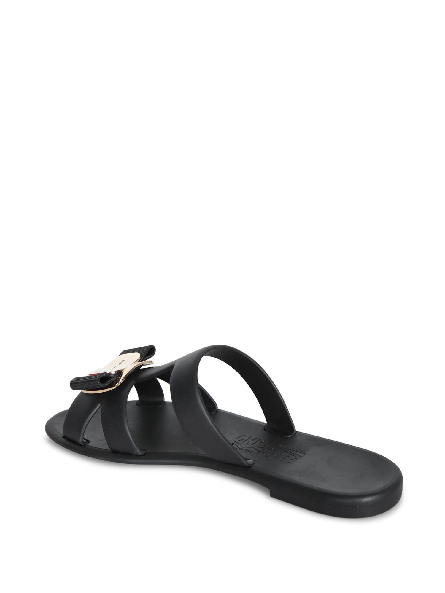 Shop Ferragamo Vara Rubber Sandals In Black