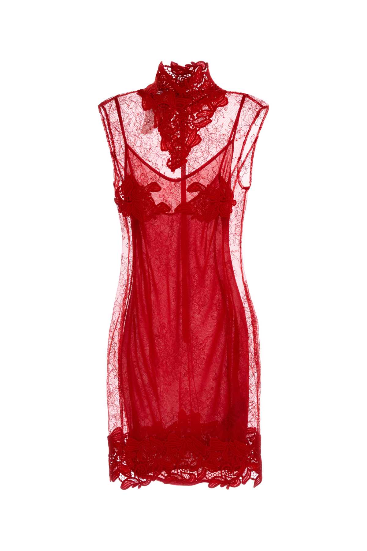 Blumarine Red Lace Dress In Red