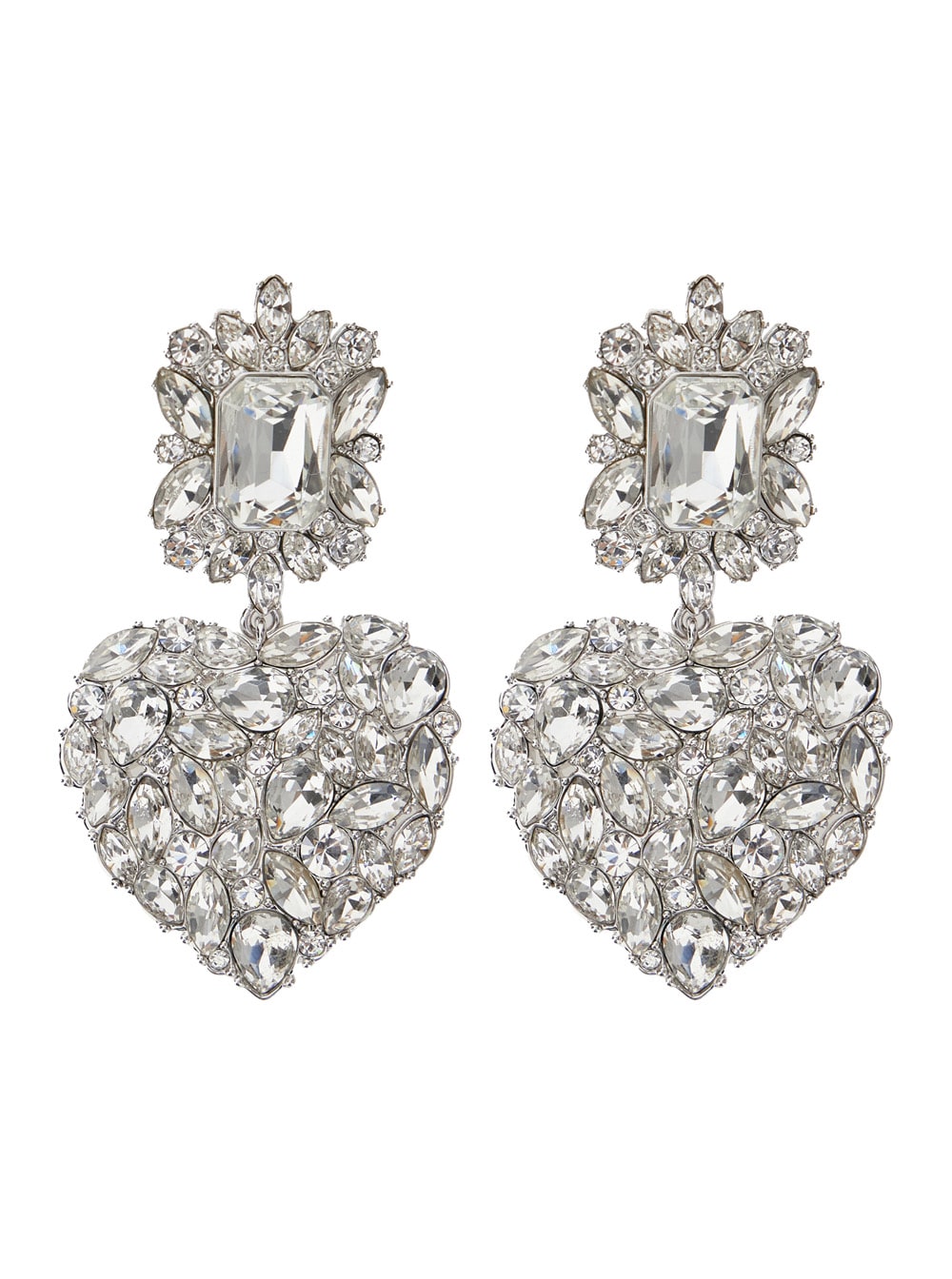 Crystal Heart Tiered Earrings