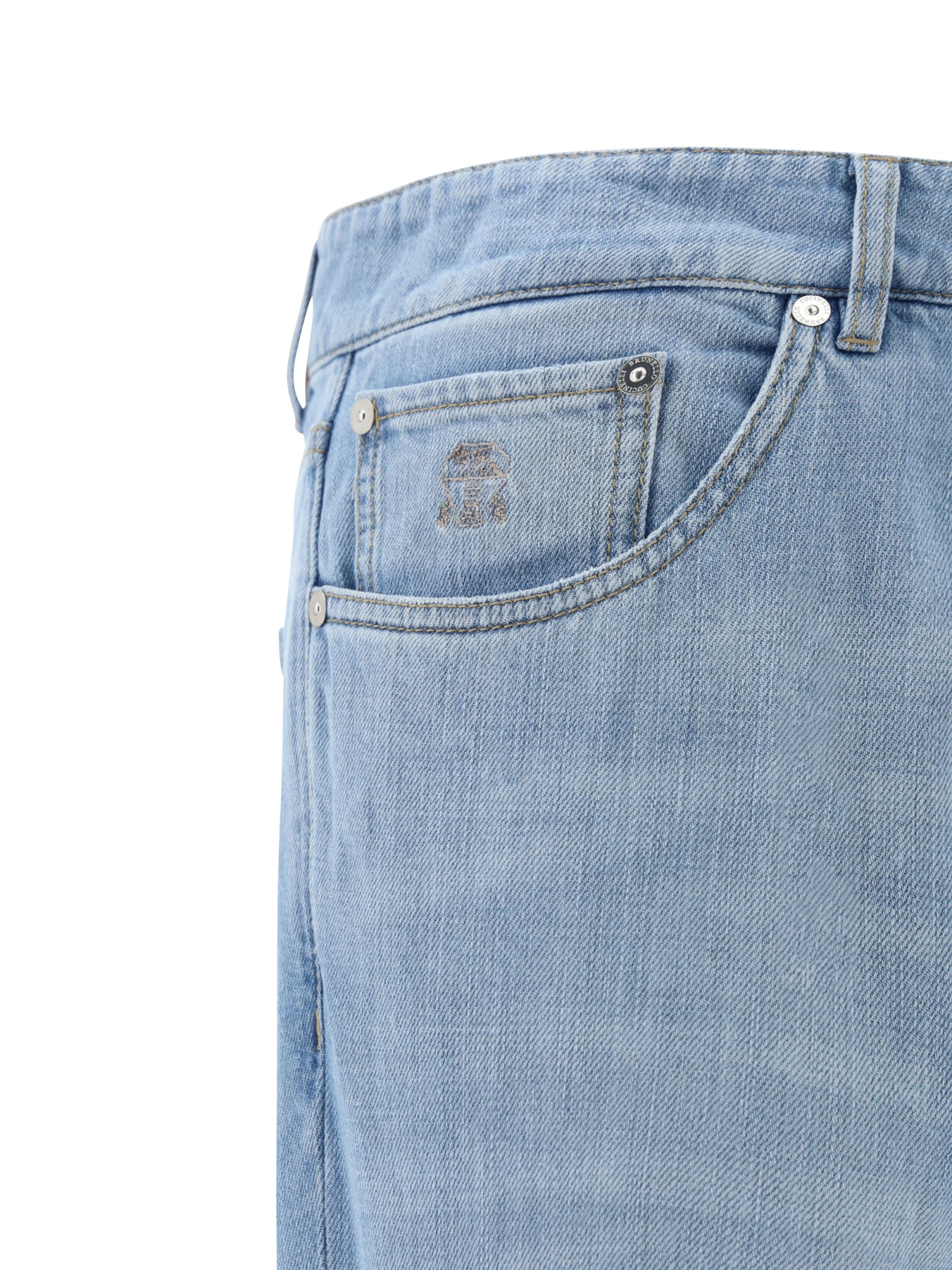 Shop Brunello Cucinelli Jeans In Denim Chiarissimo Old