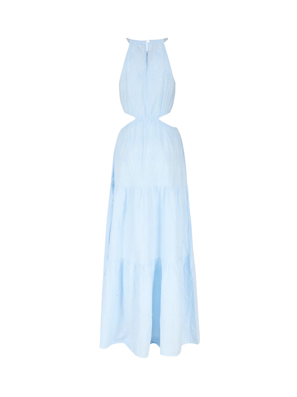 Shop Mc2 Saint Barth Long Dress With Halter Neckline And Cut-out On The Sides In Blue