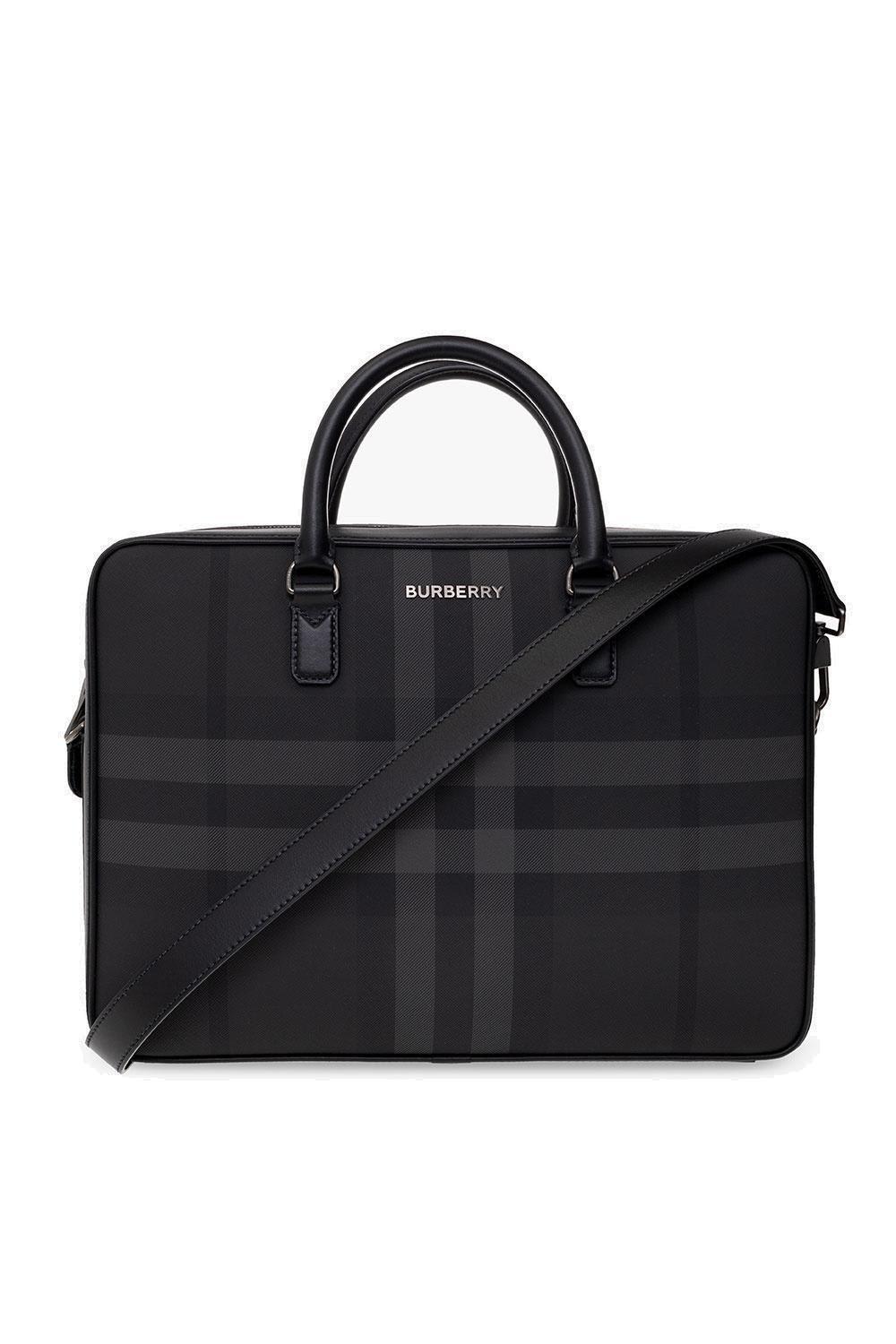 Burberry Check Motif Messenger Bag In Grey
