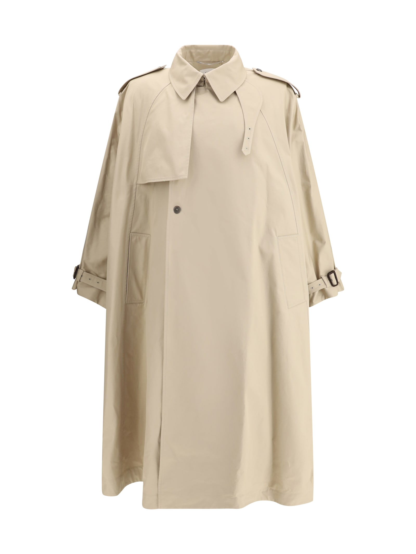 Saint Laurent Single-breasted Trench Coat Featuring Storm Flap In Neutral