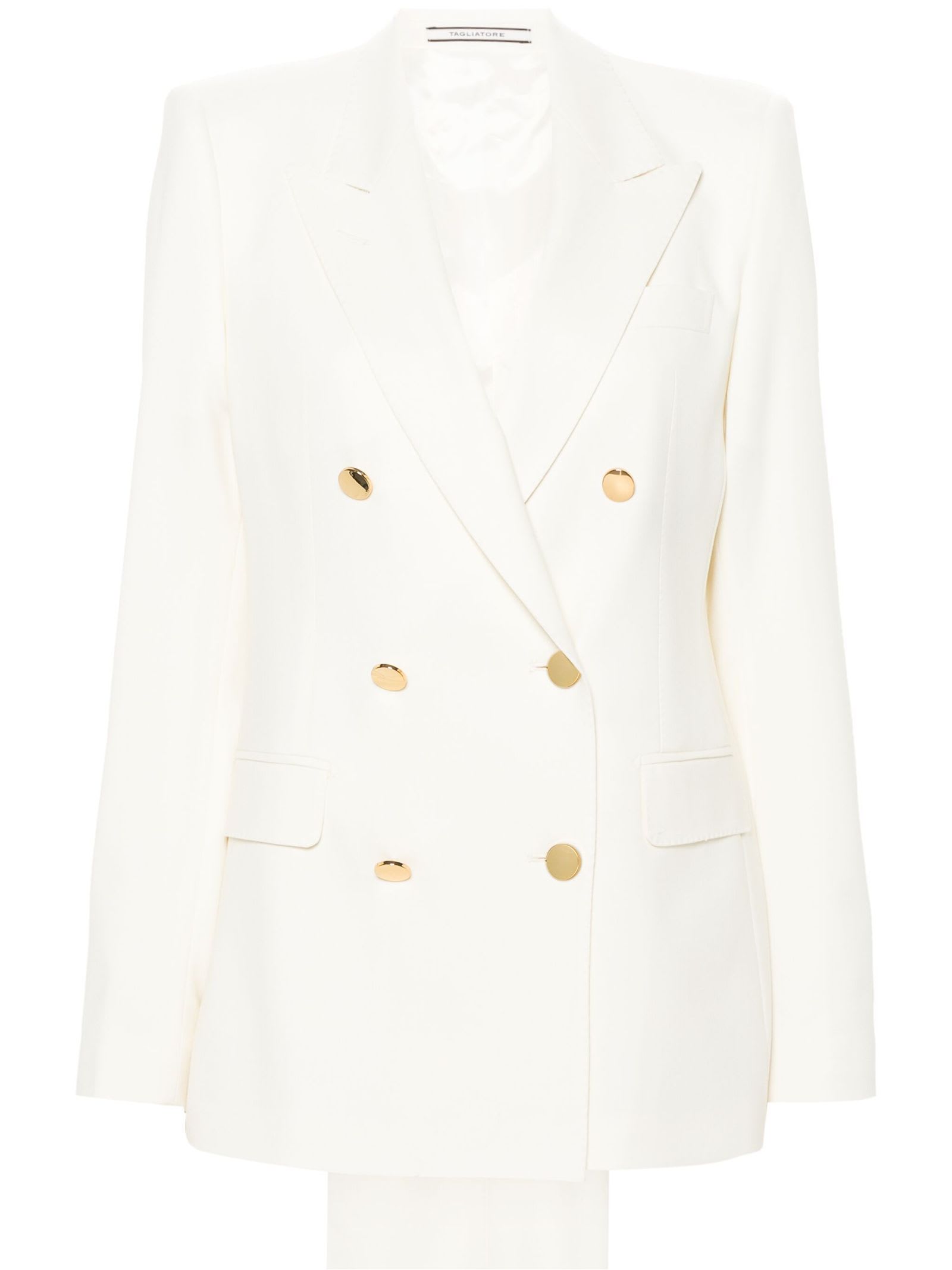 Shop Tagliatore Ivory White Double-breasted Suit