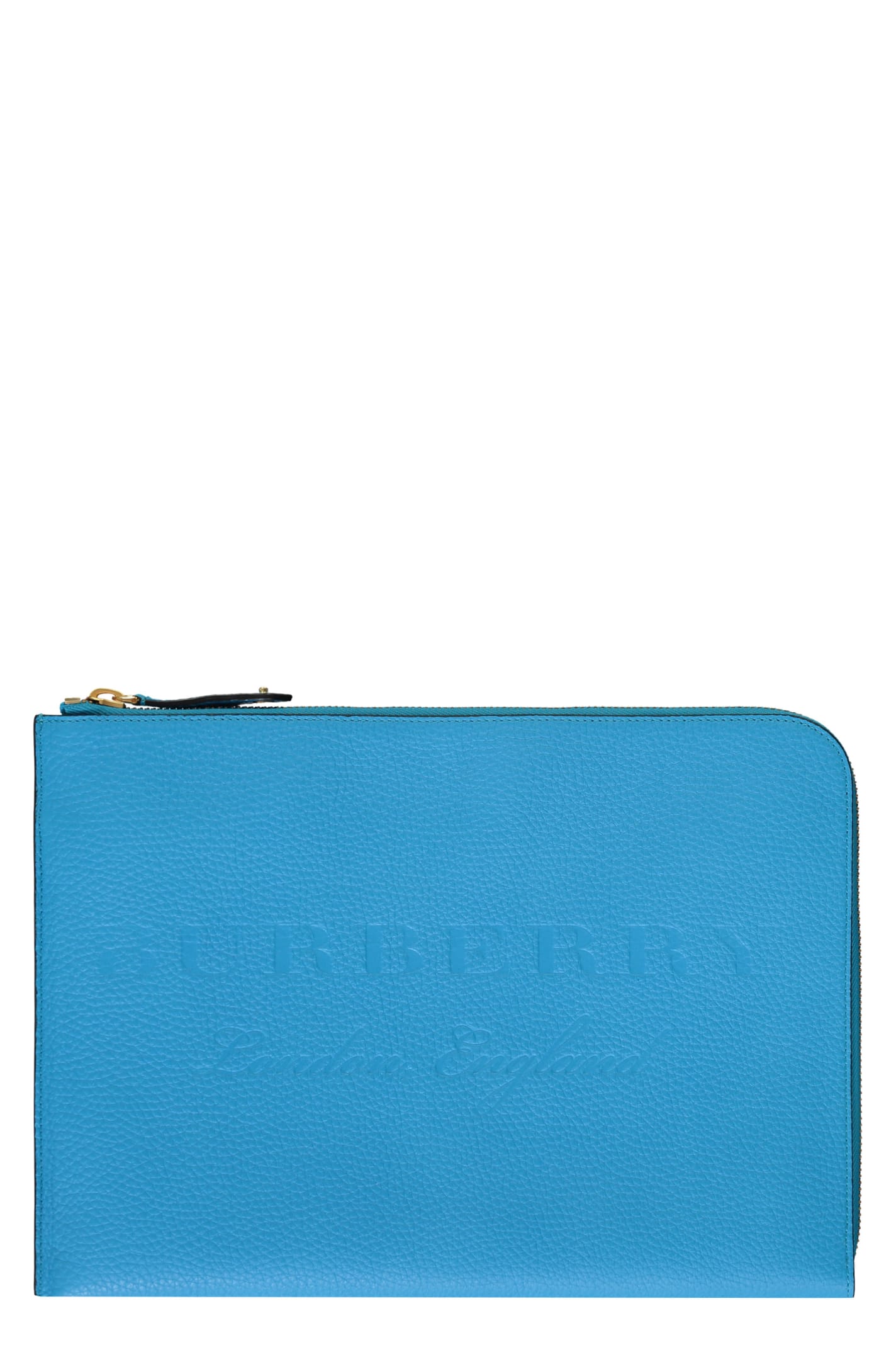 Shop Burberry Leather Briefcase In Blue