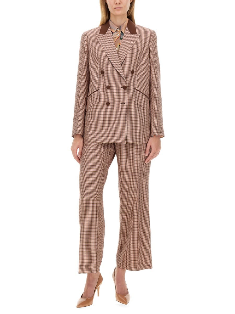 Ps By Paul Smith Ps Paul Smith Pleat Detailed Check Patterned Trousers In Brown