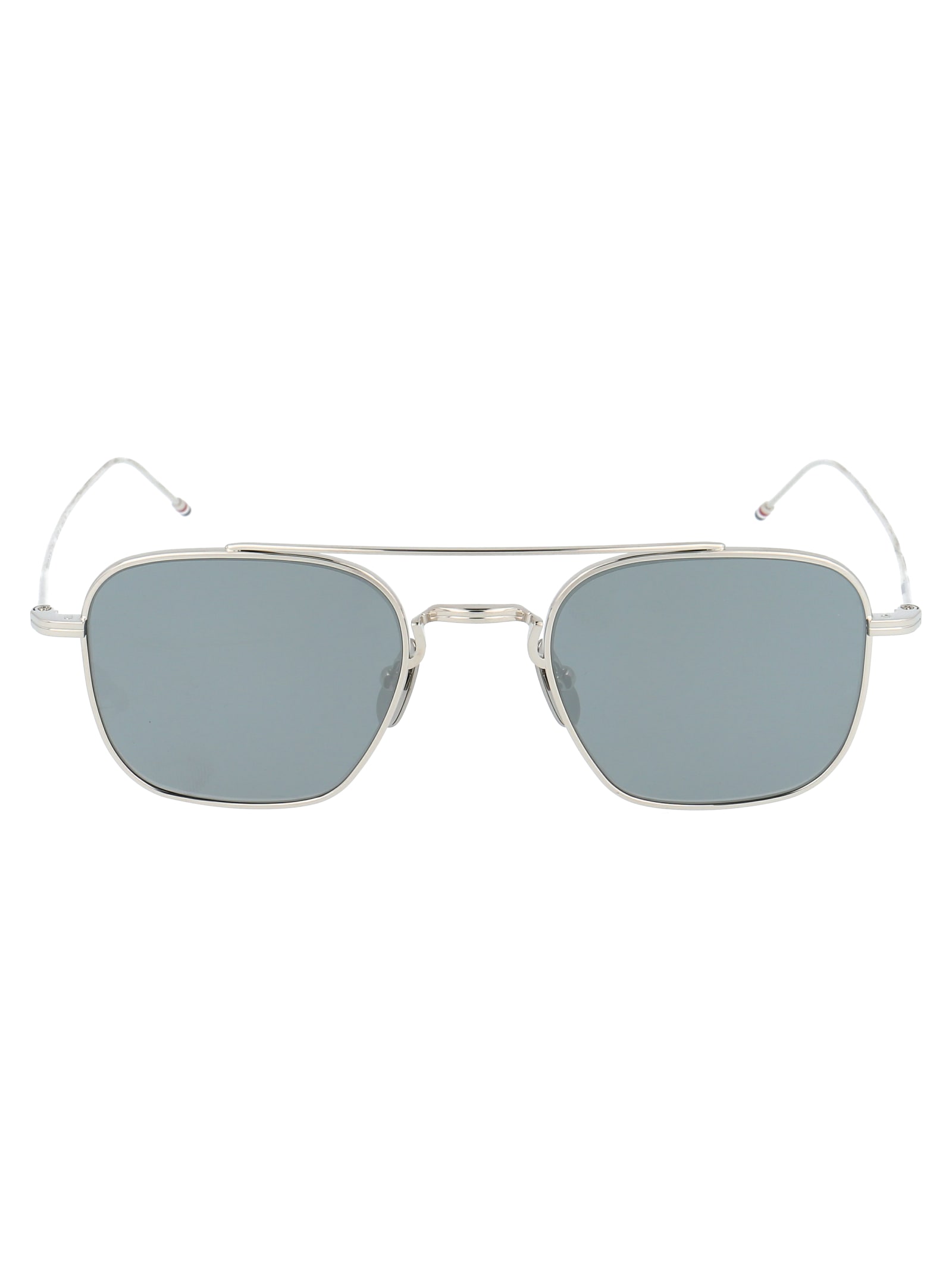 Thom Browne Tb-907 Sunglasses In Silver W/ Dark Grey - Silver Flash Mirror - Ar