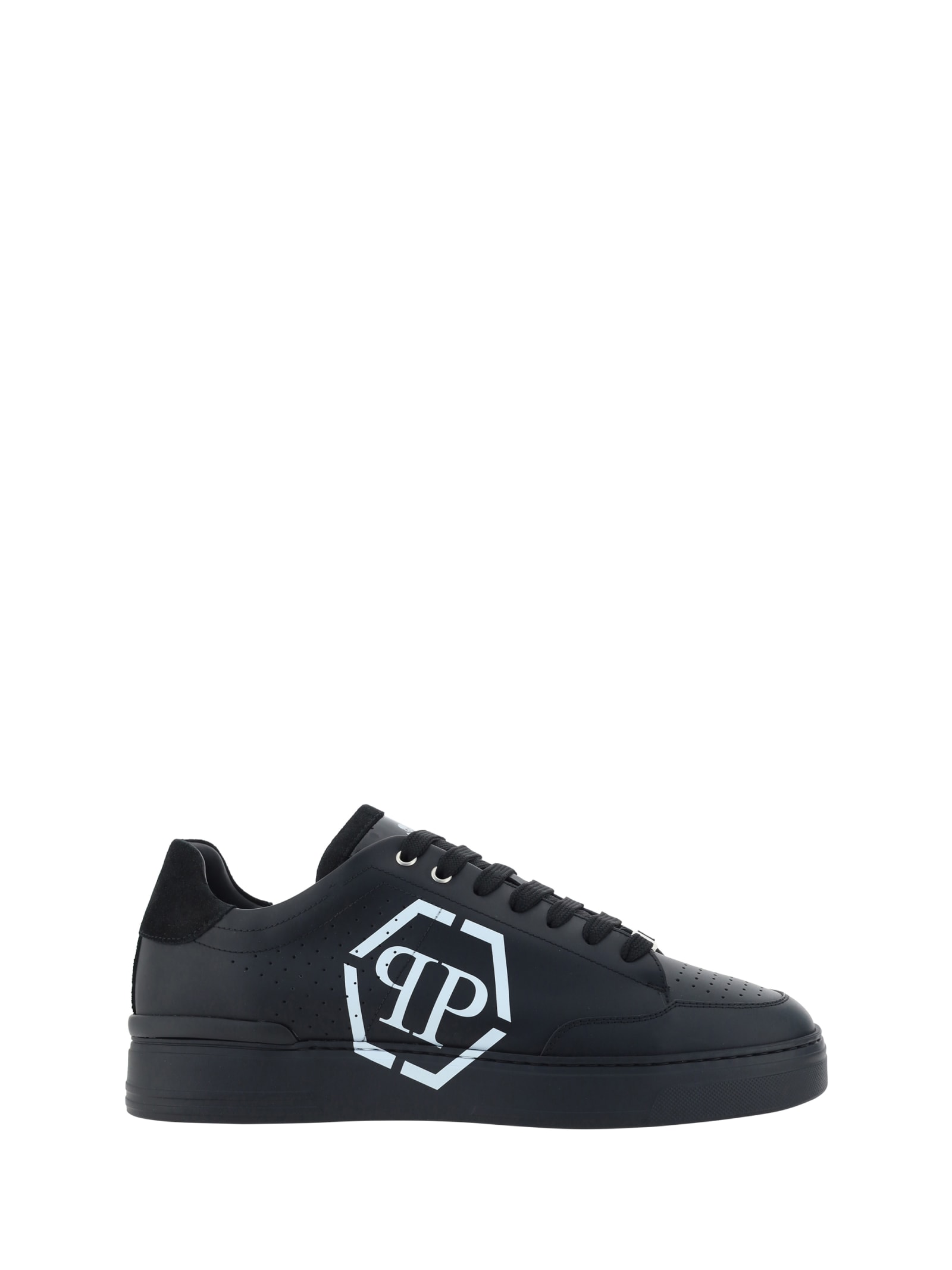 Shop Philipp Plein Lo Top Sneakers In Black/black