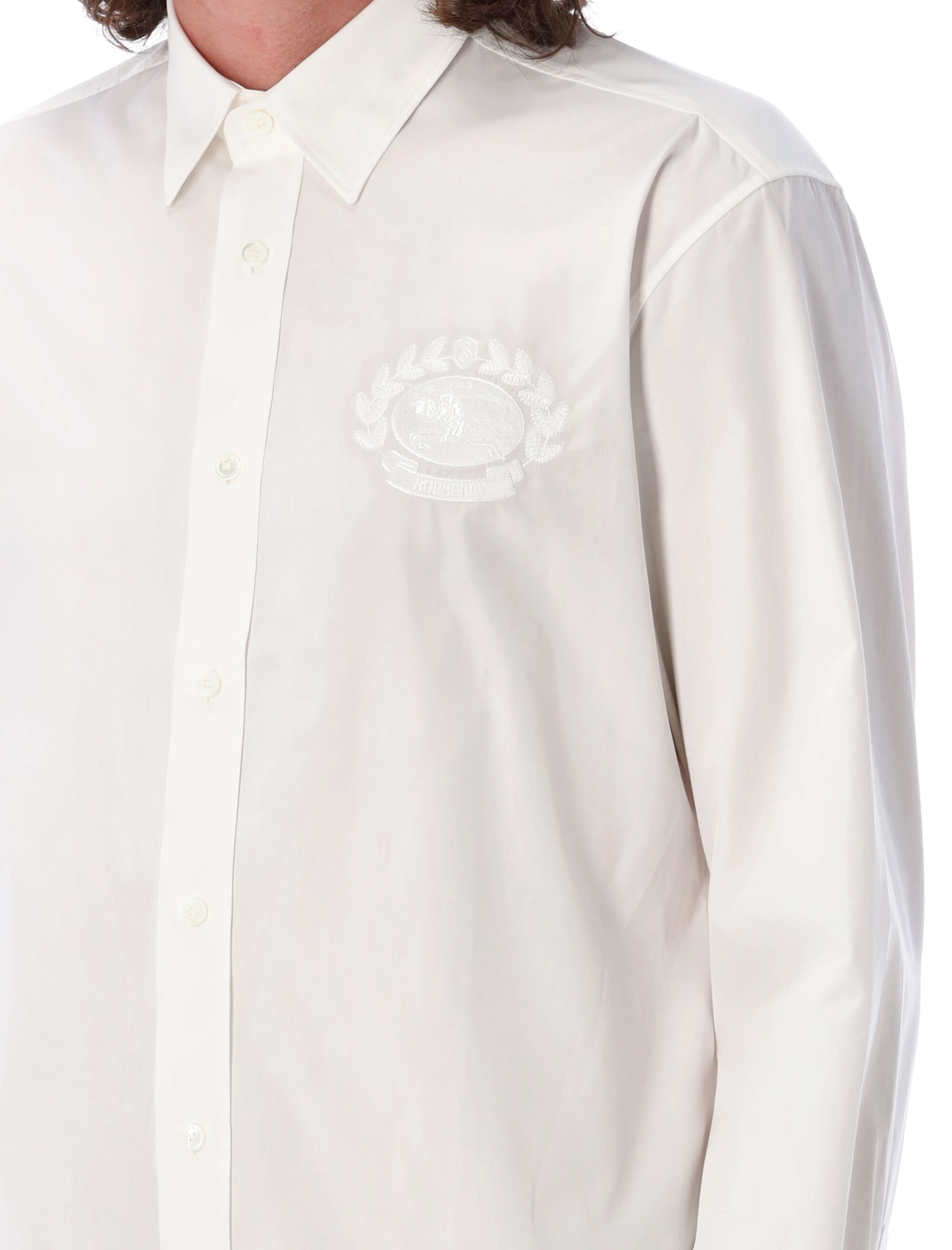 Shop Burberry Ekd Cotton Shirt In Salt