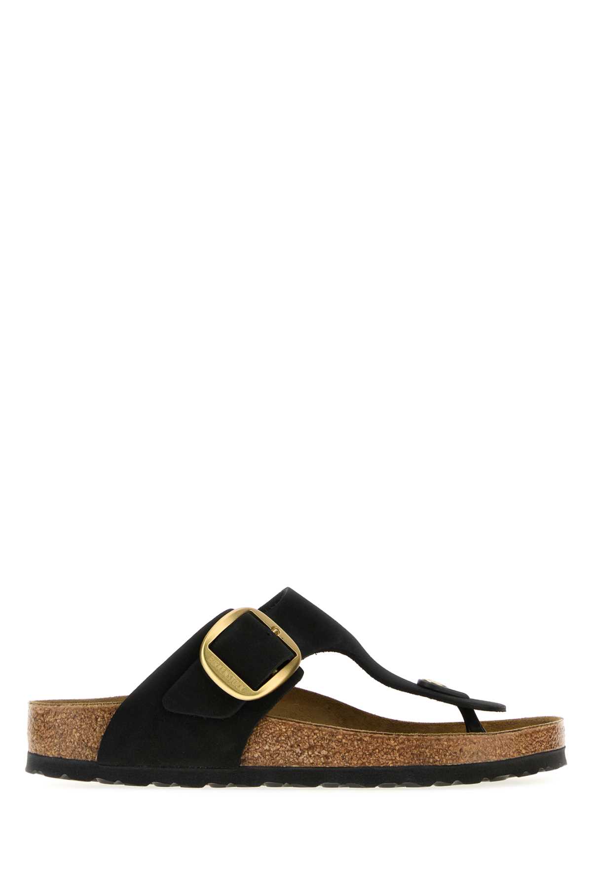 Birkenstock Black Suede Gizeh Thong Slippers
