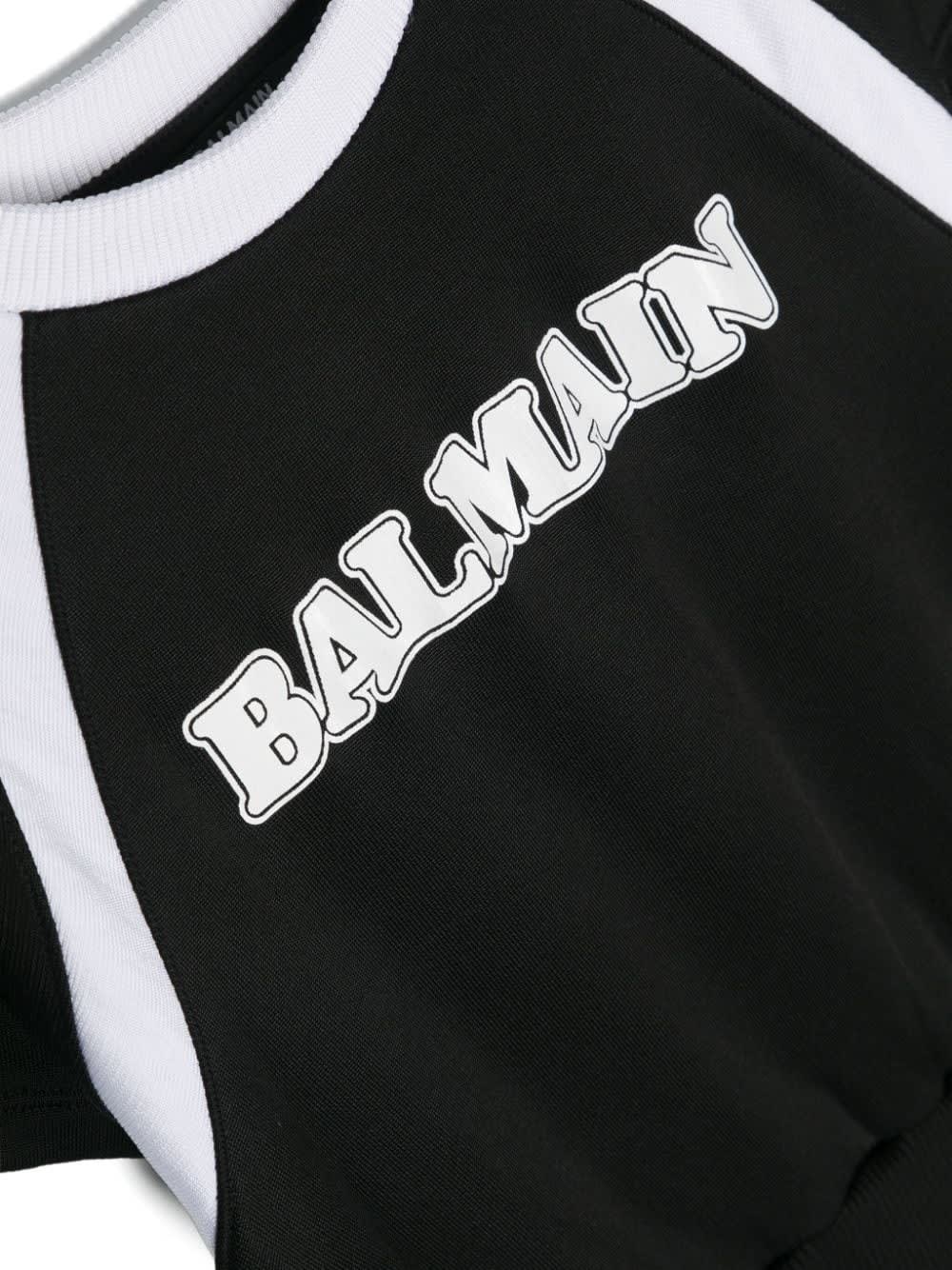 Shop Balmain Abito Con Logo In Black