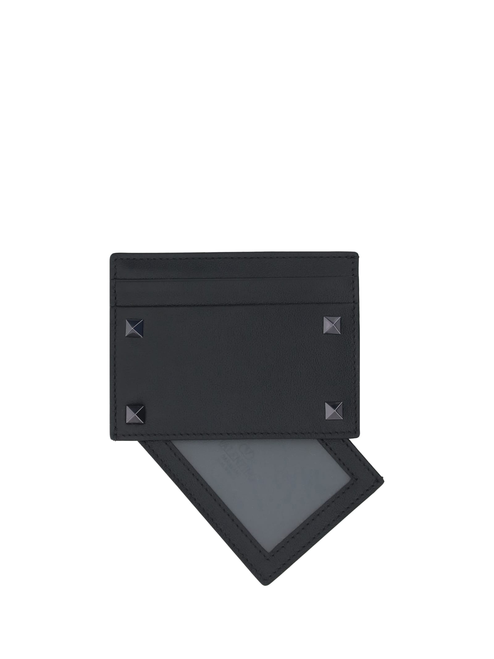 Shop Valentino Rockstud Card Holder In Nero