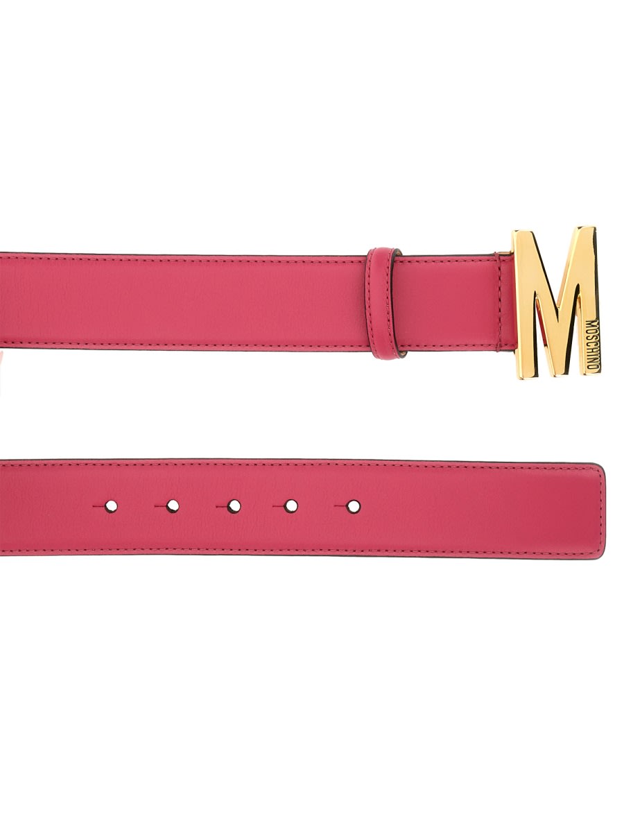 Shop Moschino Belt With Logo In Fuchsia