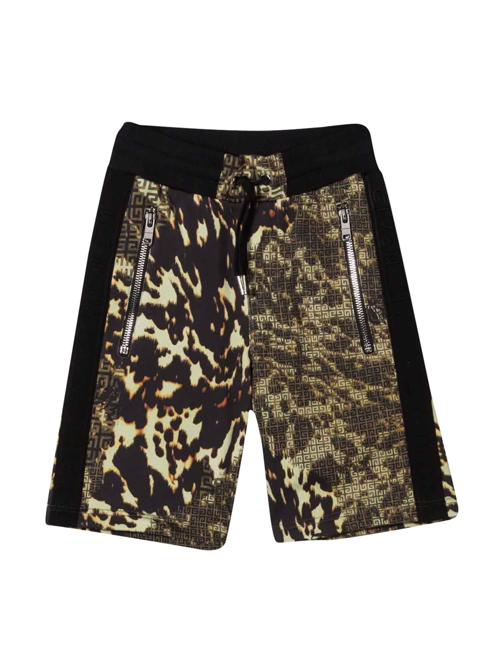 Givenchy Black And Kaki Boy Bermuda Shorts