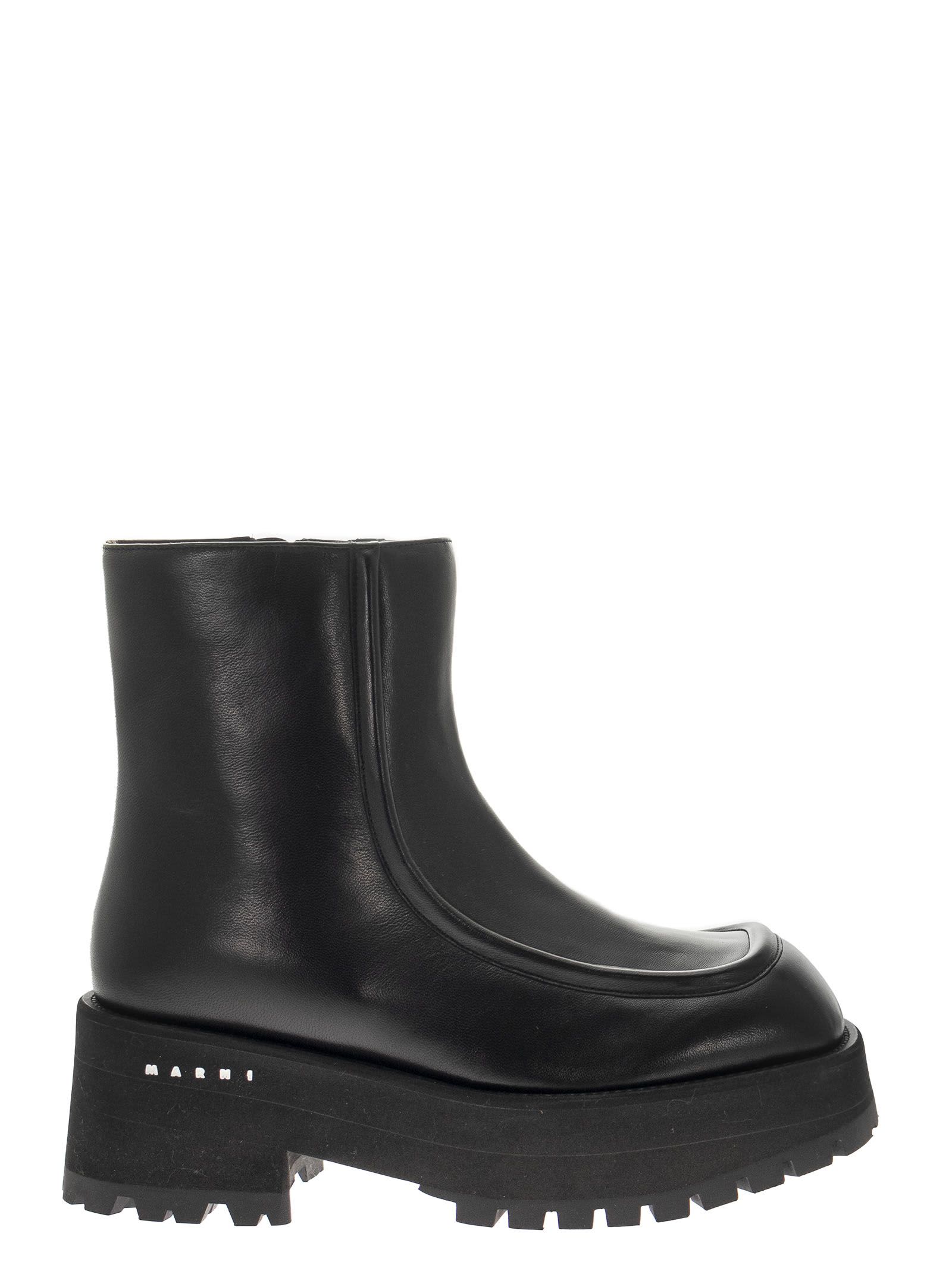 Marni Nappa Leather Ankle Boot With Zip