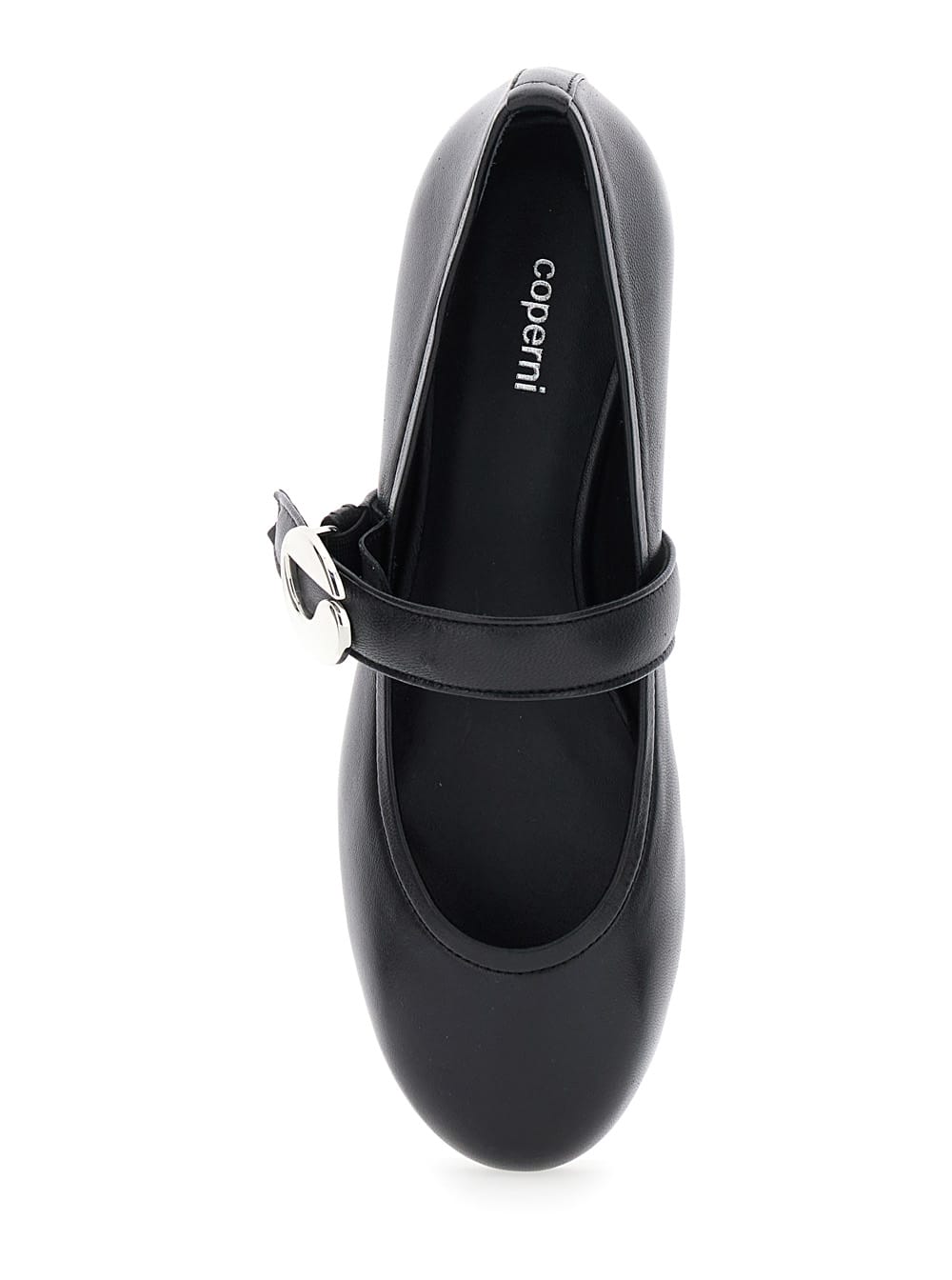 Coperni Black Ballerinas With Metallic Logo And Strap In Black