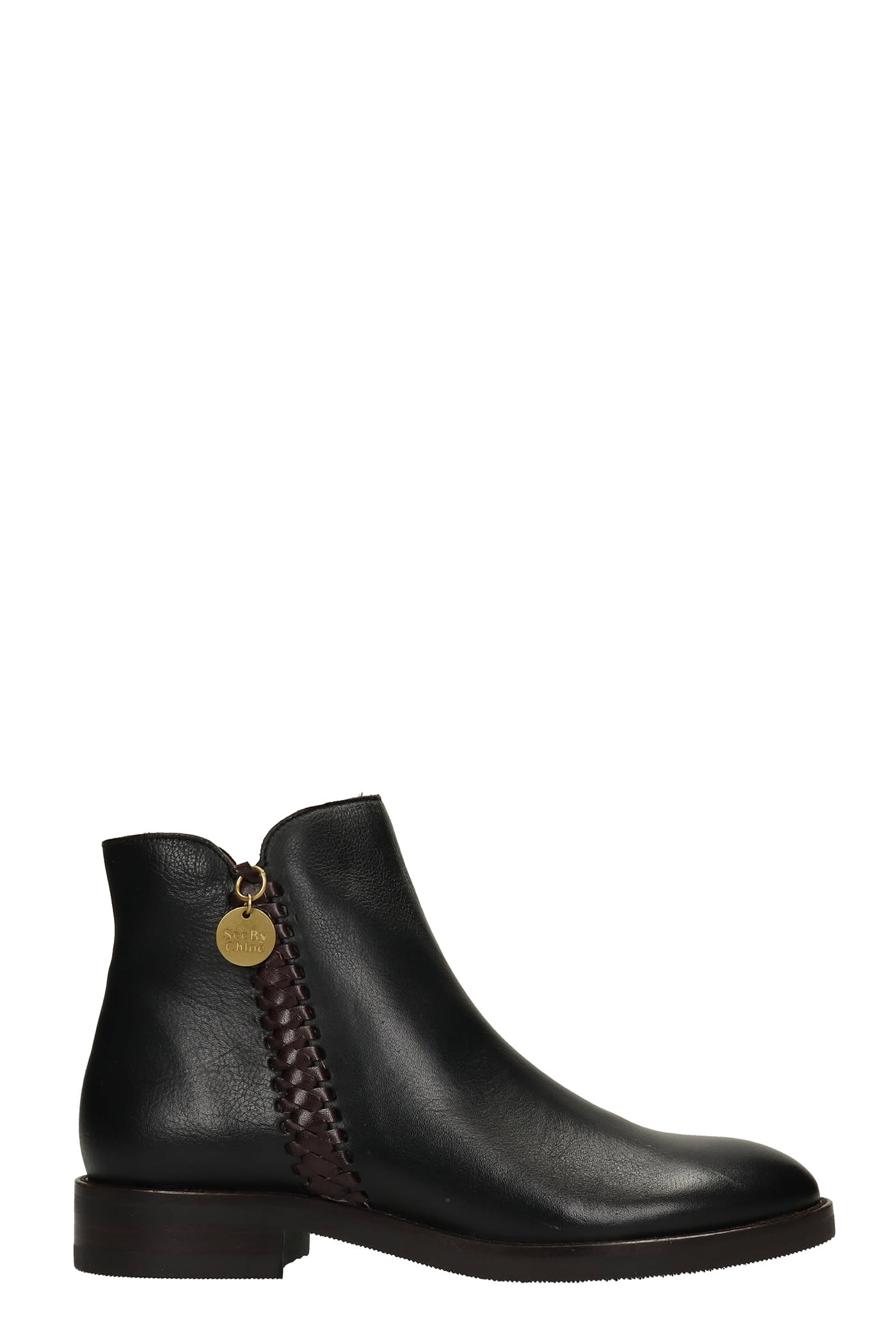 See by Chloé Louise Low Heels Ankle Boots In Black Leather