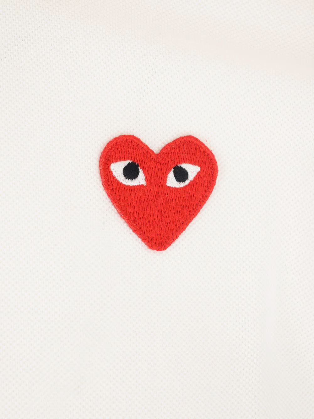Comme Des Garçons Play Half-sleeved Polo In White