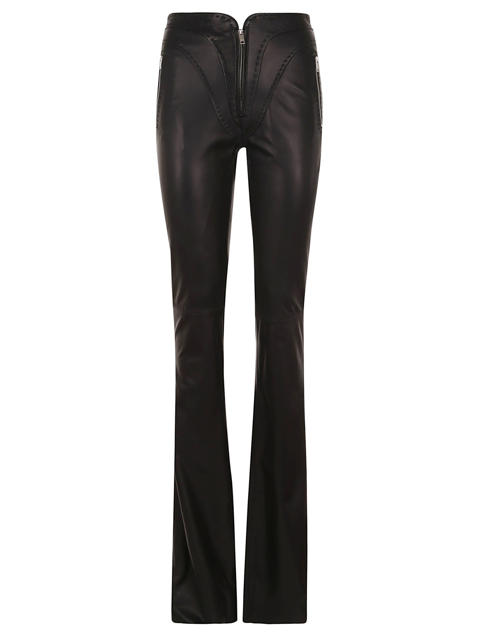 Ambush Maxi Flare Leather Pants In Black | ModeSens