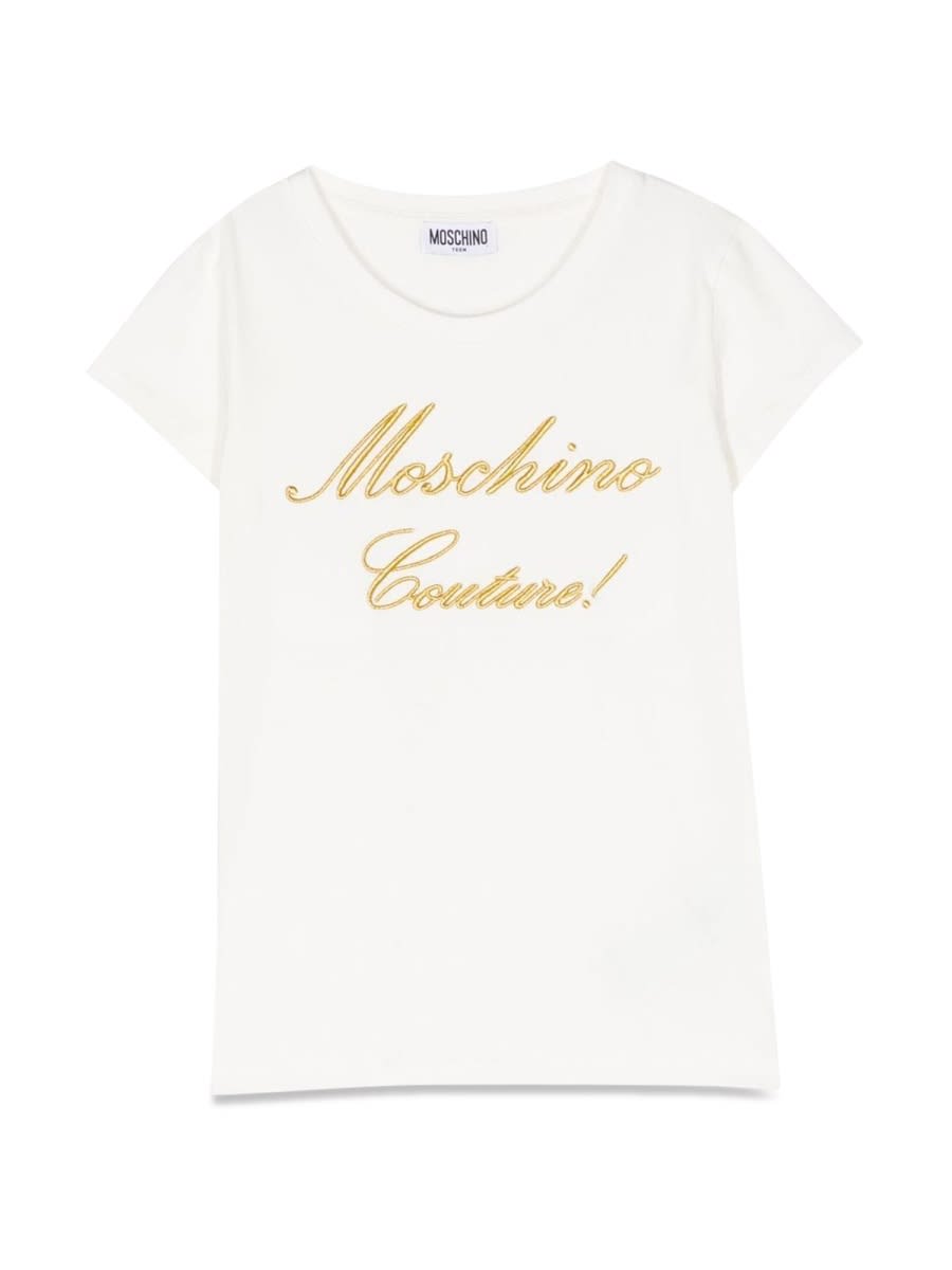 Shop Moschino Short Sleeve Logo T-shirt In White