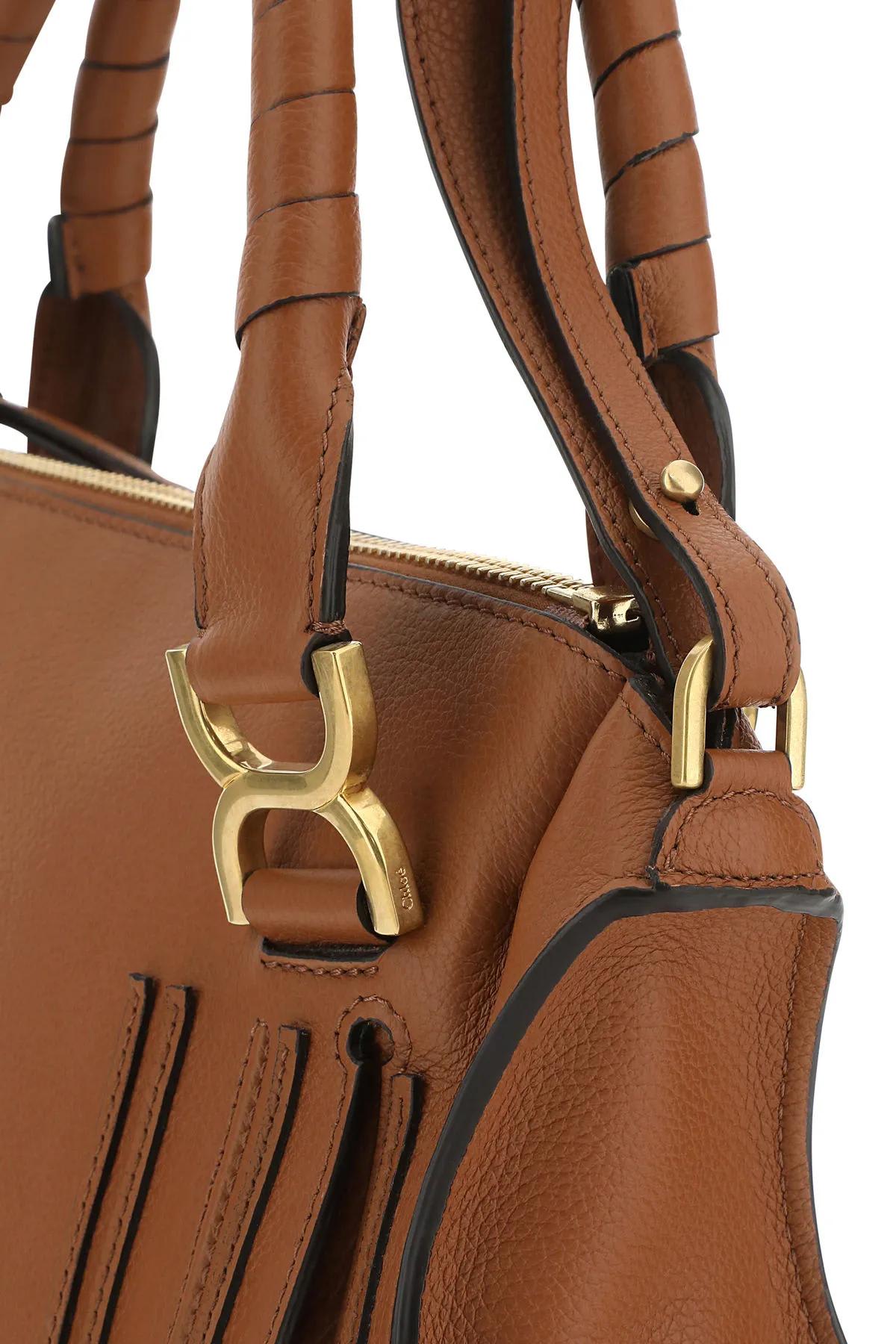 Shop Chloé Brown Leather Medium Marcie Handbag