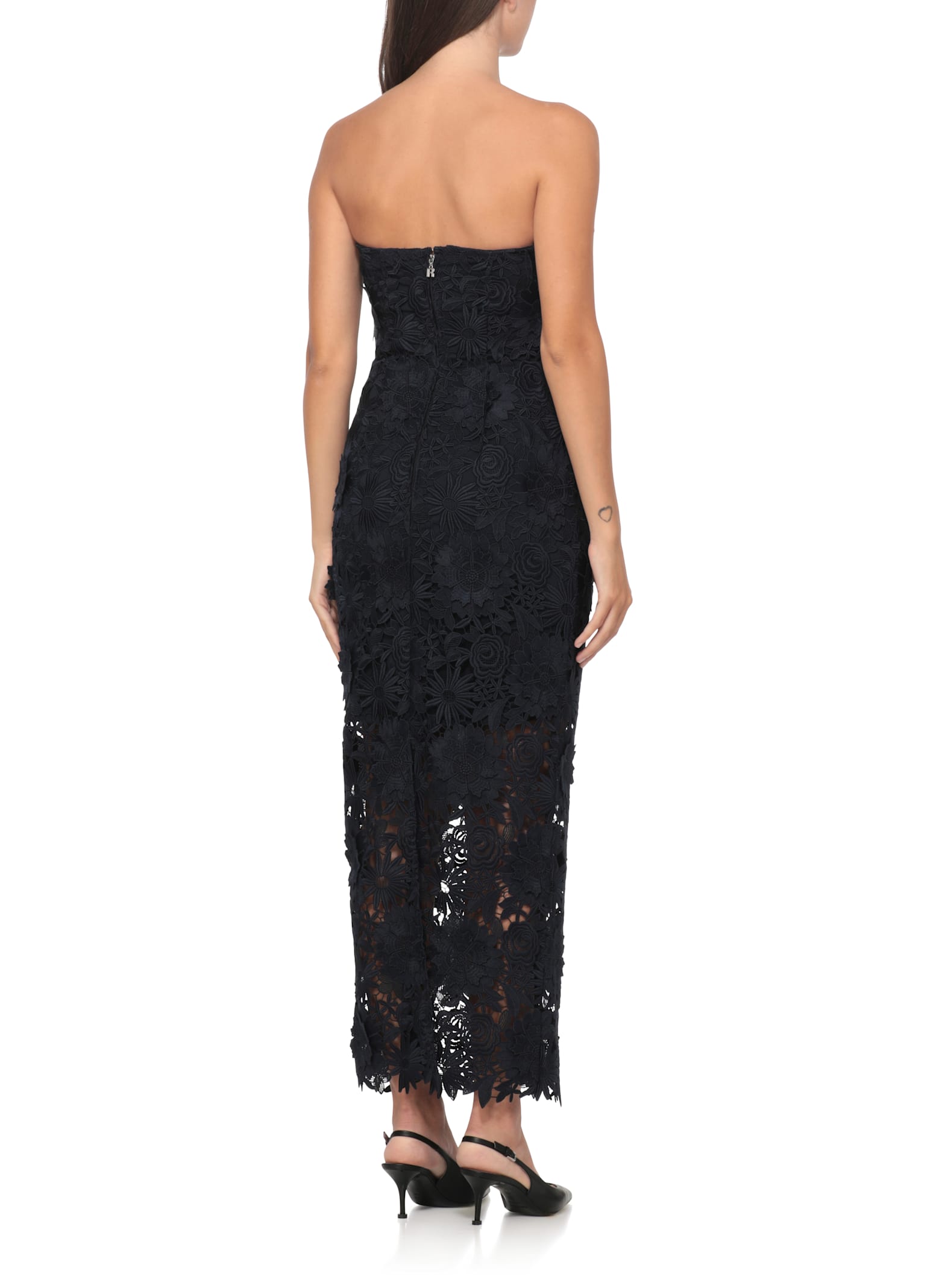 Rotate Birger Christensen Floral-lace Midi Dress In Blue