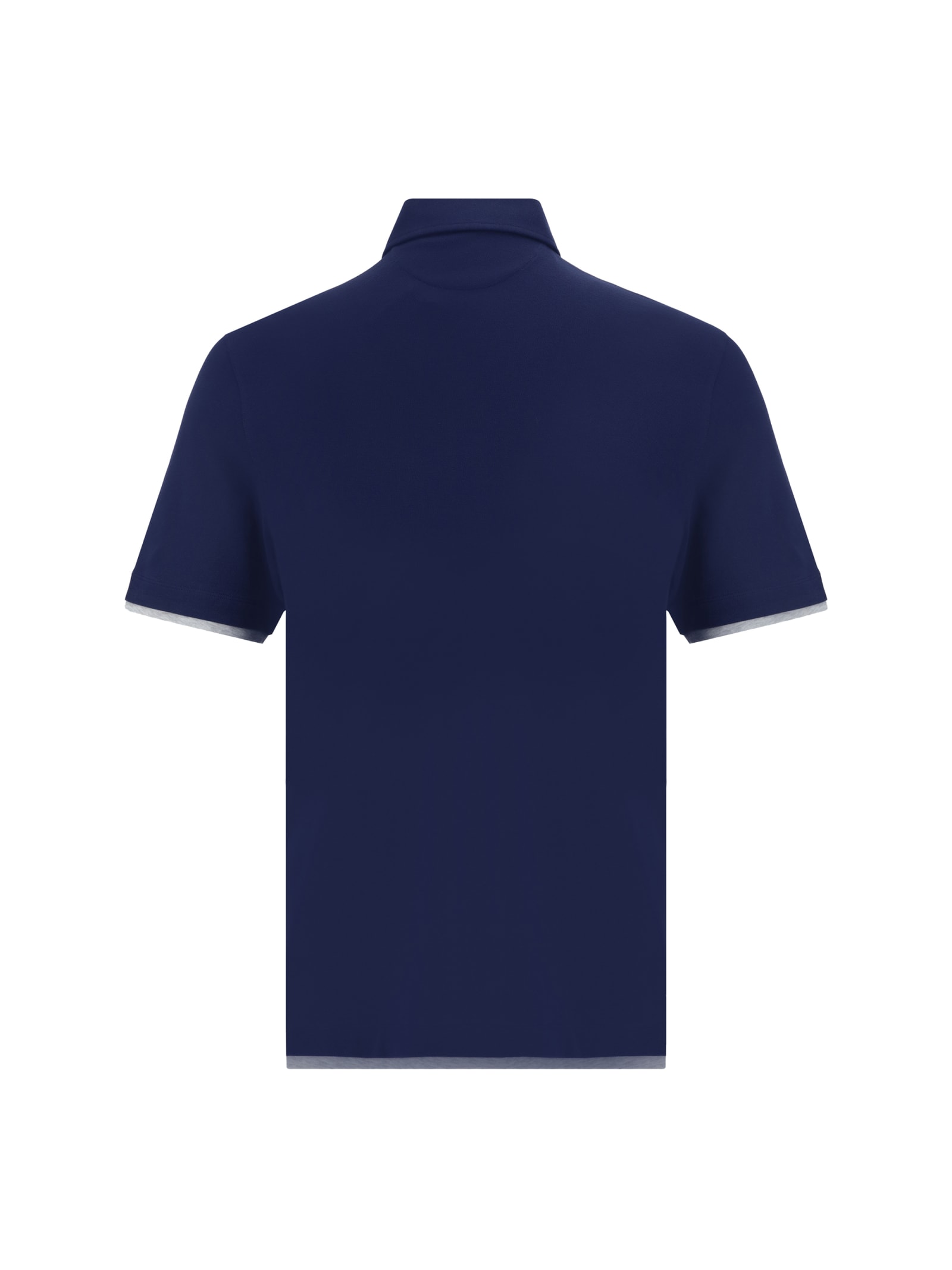 Shop Brunello Cucinelli Polo Shirt In Blu Prussia+grigio Chiaro