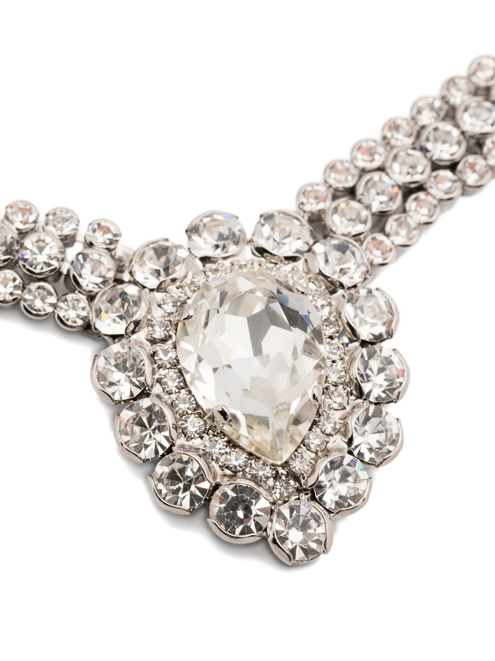 Alessandra Rich Drop Stone Necklace In Silver