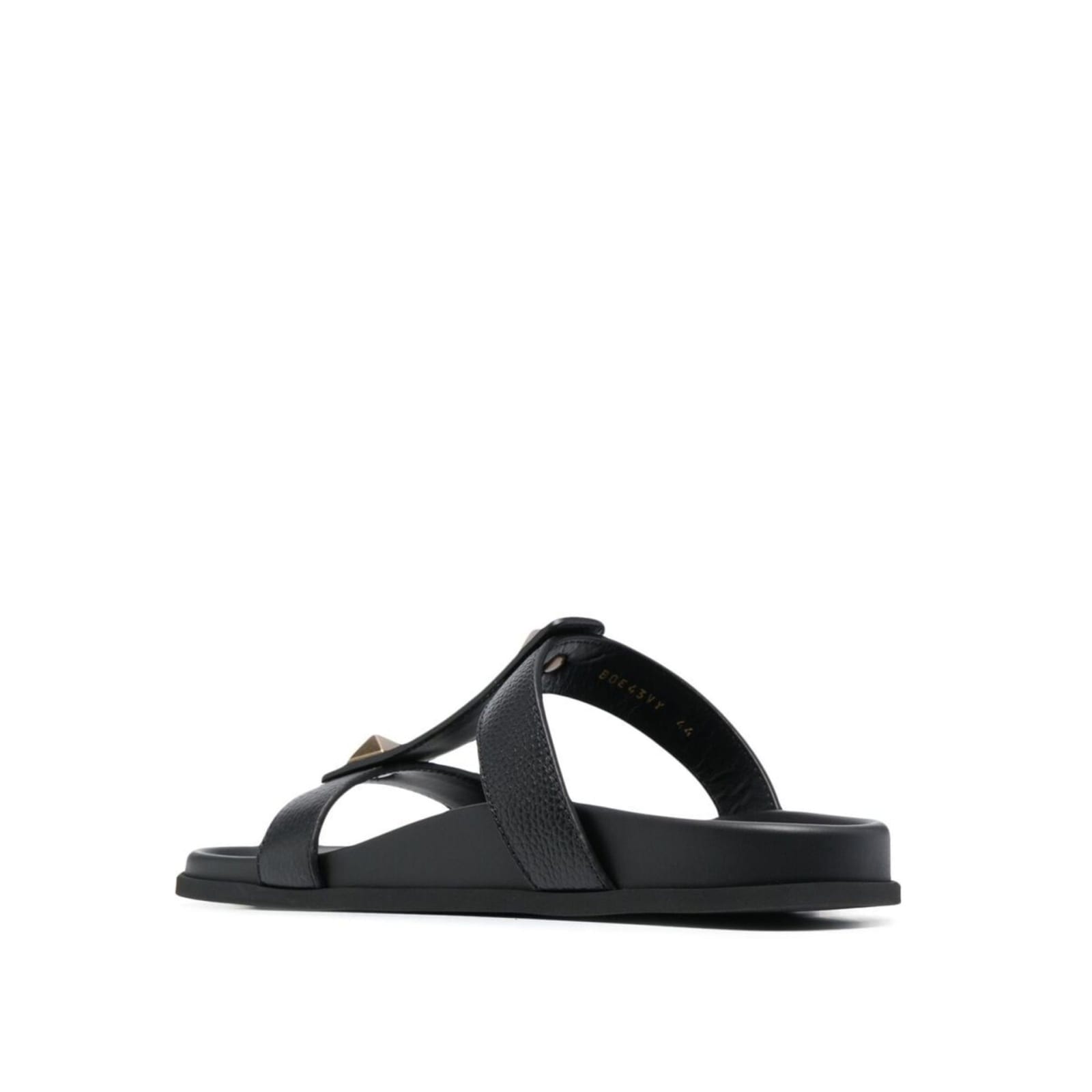 Shop Valentino Garavani Roman Stud Slide Sandals In Black
