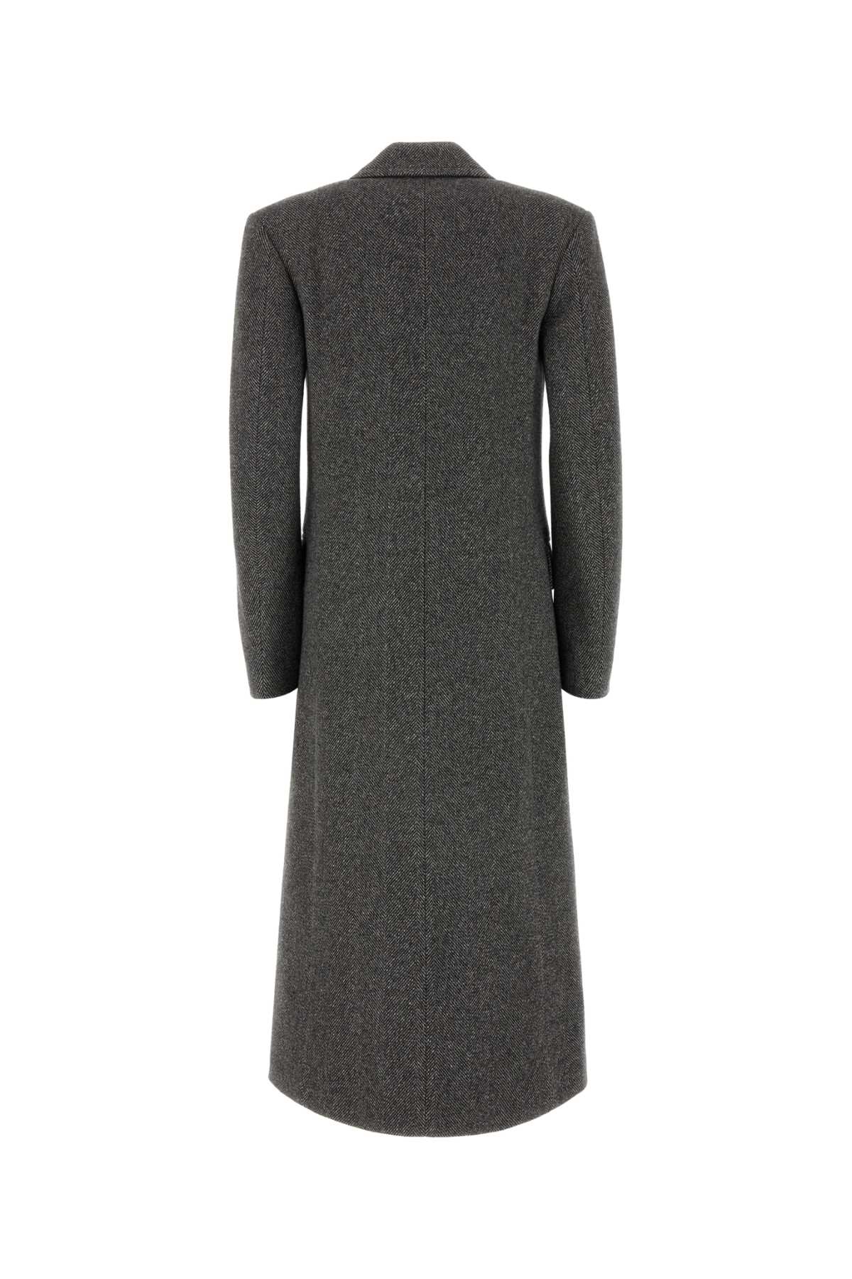 Shop Blumarine Embroidered Wool Blend Coat In Greycastlerock/tort