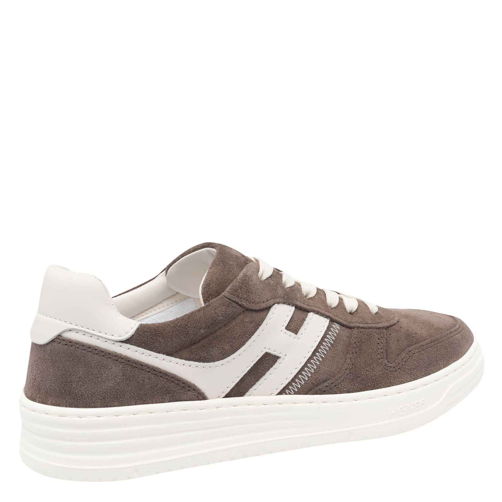 Hogan Leather Sneakers With Suede Finish And Rubber Sole In Brown