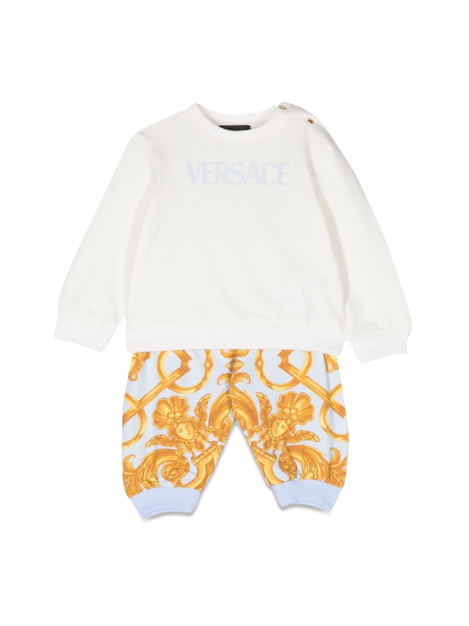 Versace Babies' Baroque Crewneck Sweatshirt And Joggers Set In Multicolor