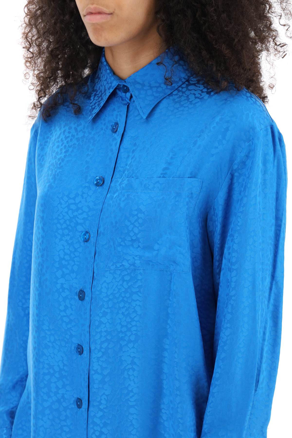 Shop Art Dealer Charlie Shirt In Jacquard Silk In Blue (blue)
