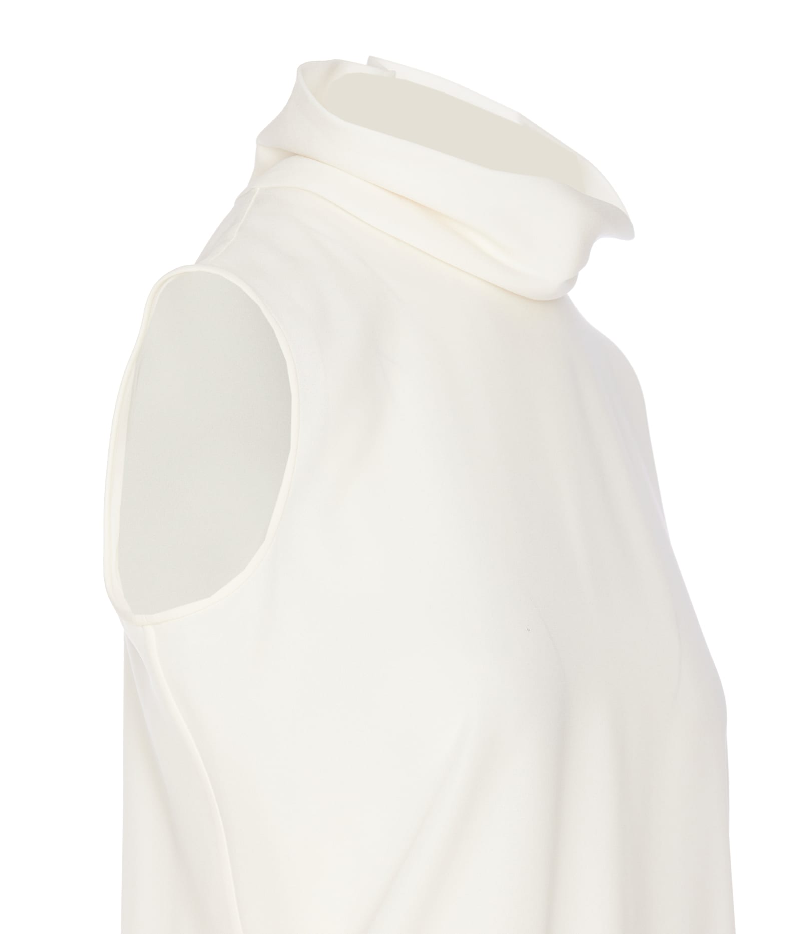 Valentino Draped Neckline Sleeveless Top In White