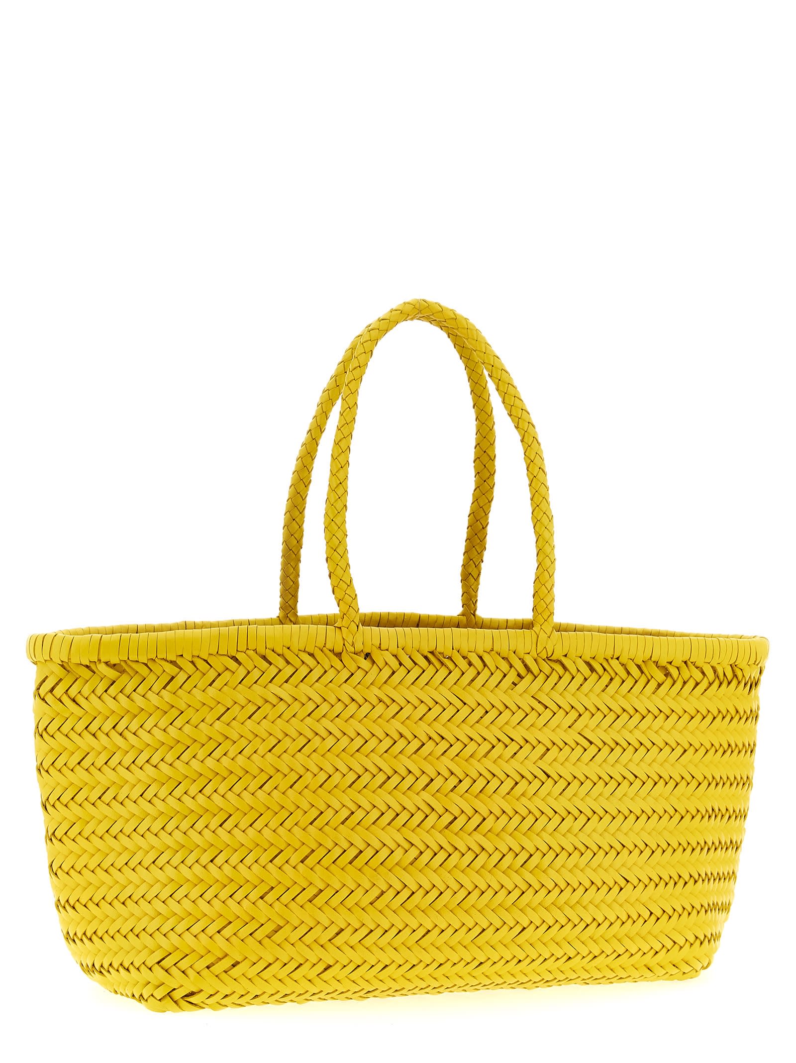 Dragon Diffusion Triple Jump Chevron-weave Shoulder Bag In Yellow