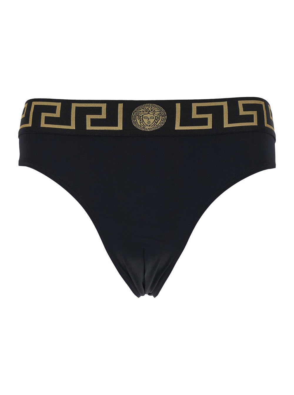 Black Speedo With Greca Detail In Tech Fabric Man