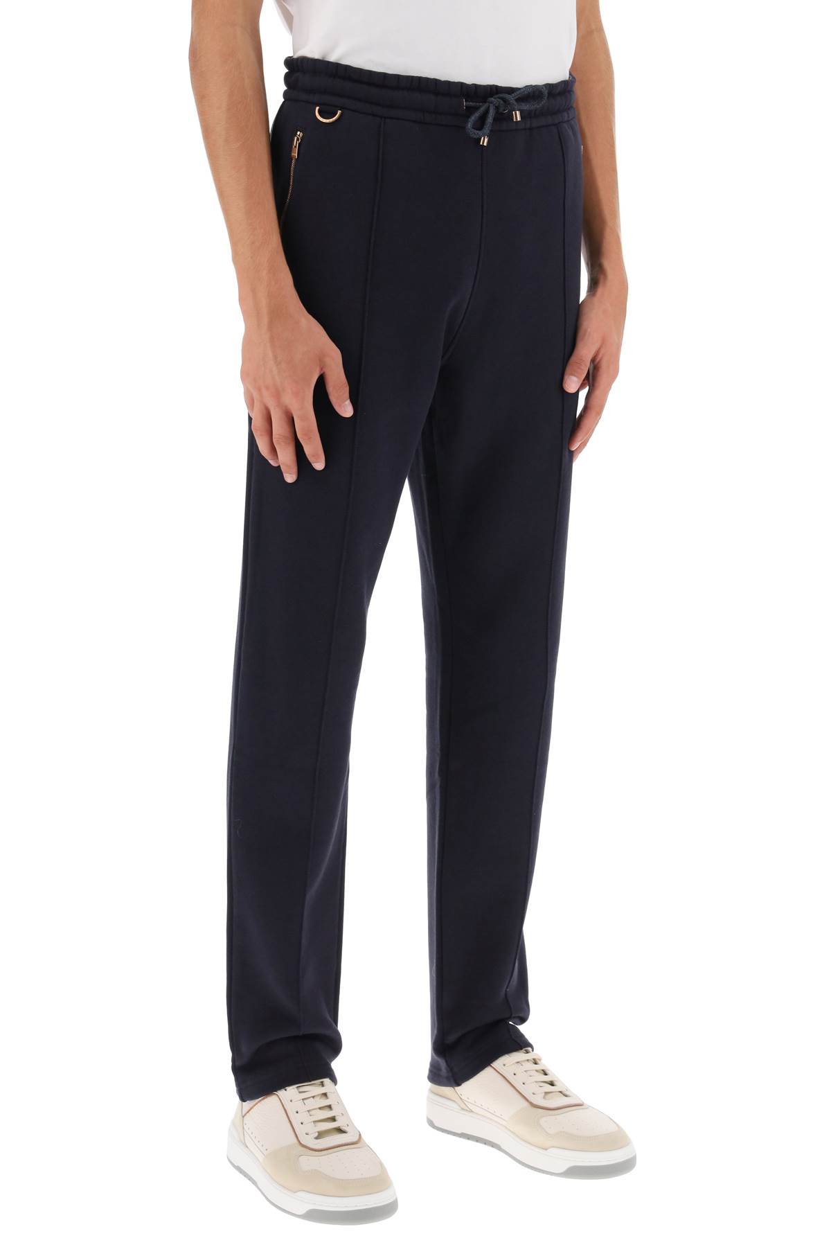 Shop Agnona Cotton And Cashmere Joggers In Night (blue)