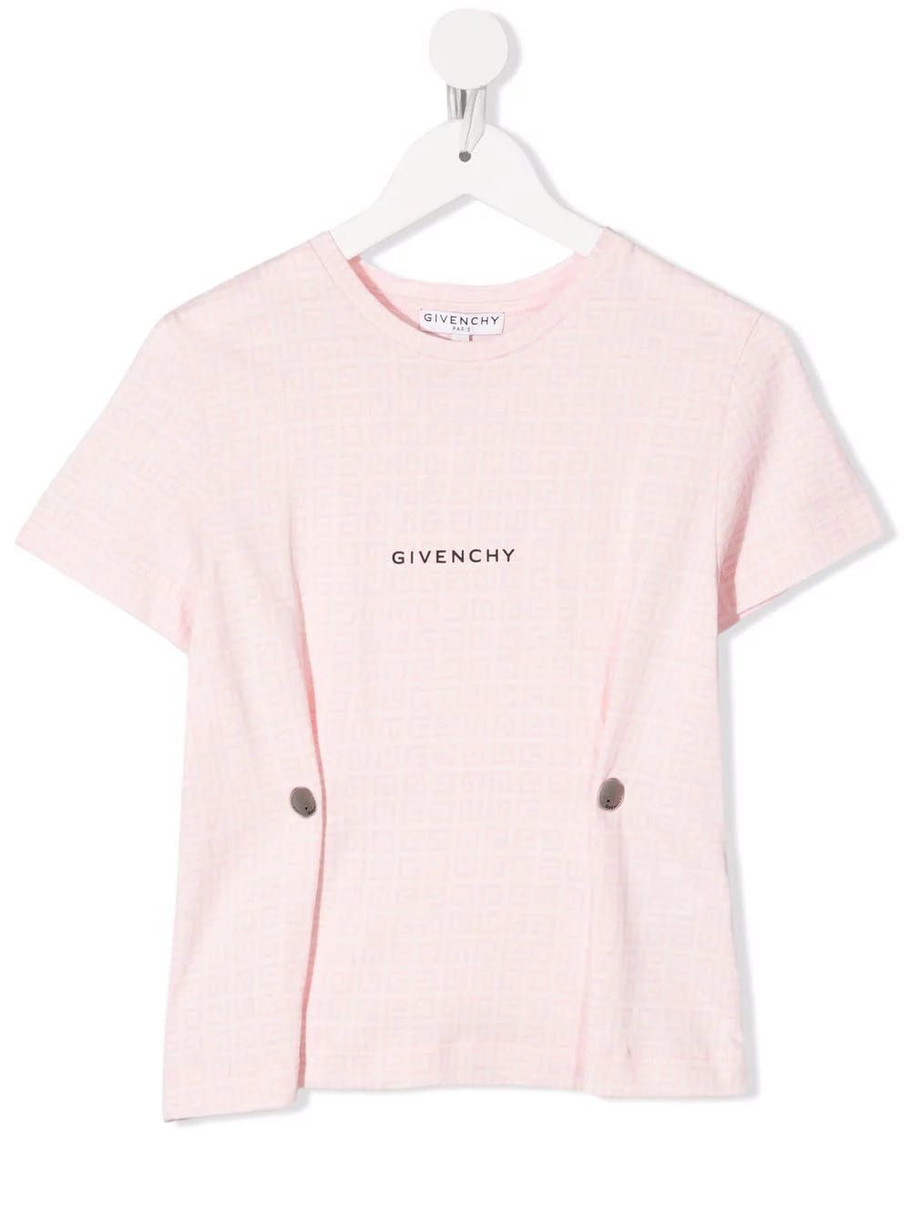 Givenchy Kids Pink T-shirt With Logo, All-over 4g Motif And Press Buttons