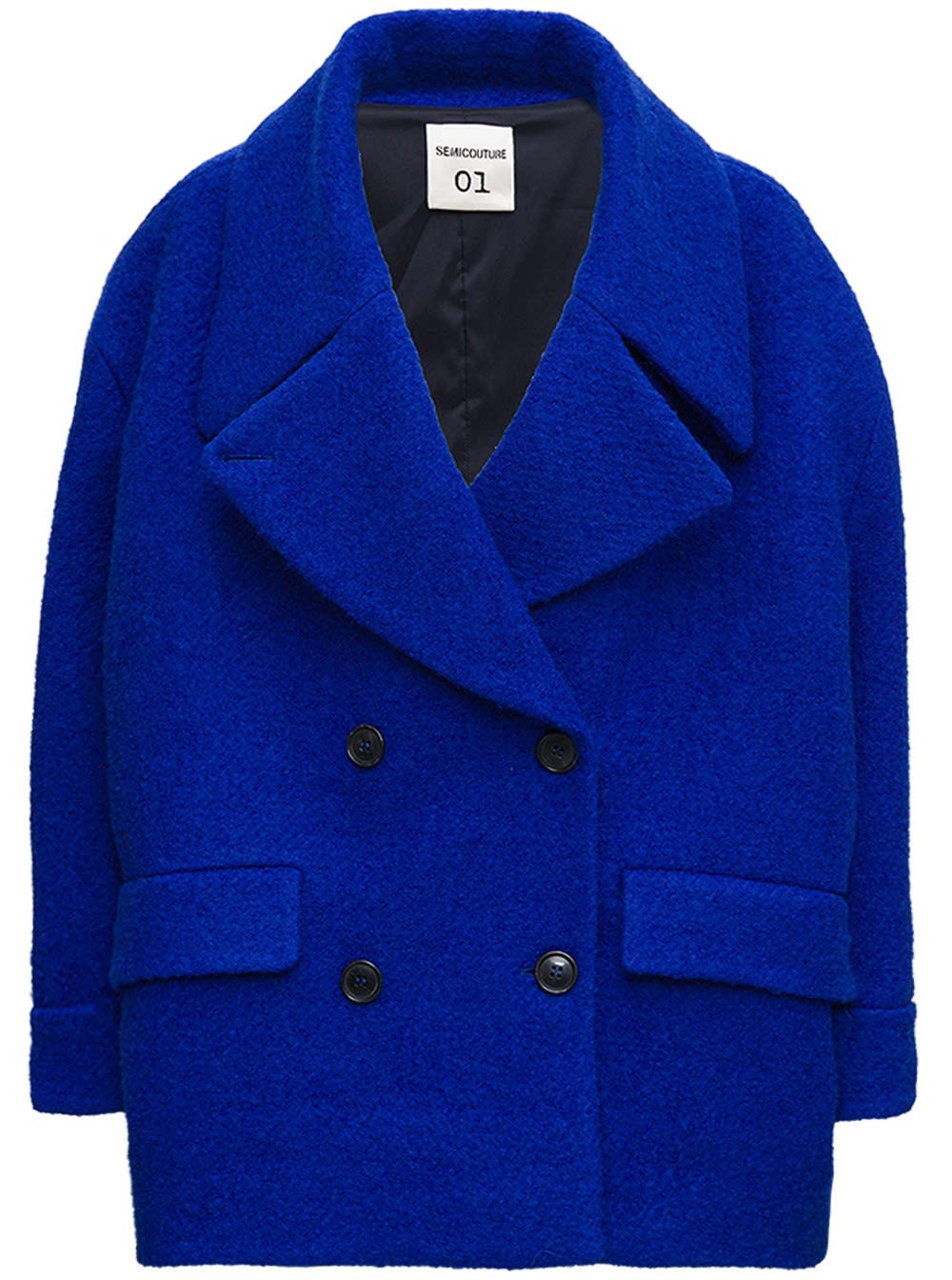 SEMICOUTURE Dominique Double-breasted Coat In Mohair Blend