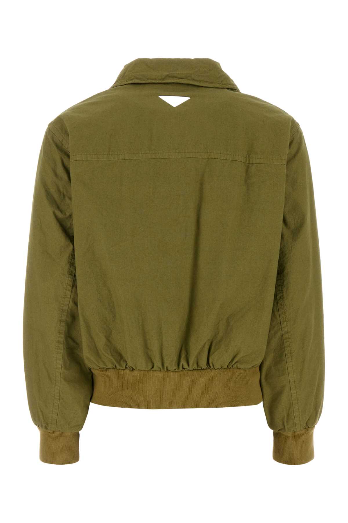Prada Womens Green Logo-embellished Pull-on Cotton Jacket In Oliva