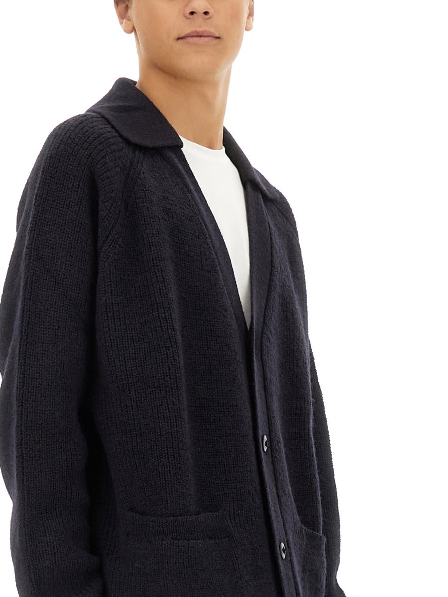 Shop Margaret Howell Wool Cardigan In Blue