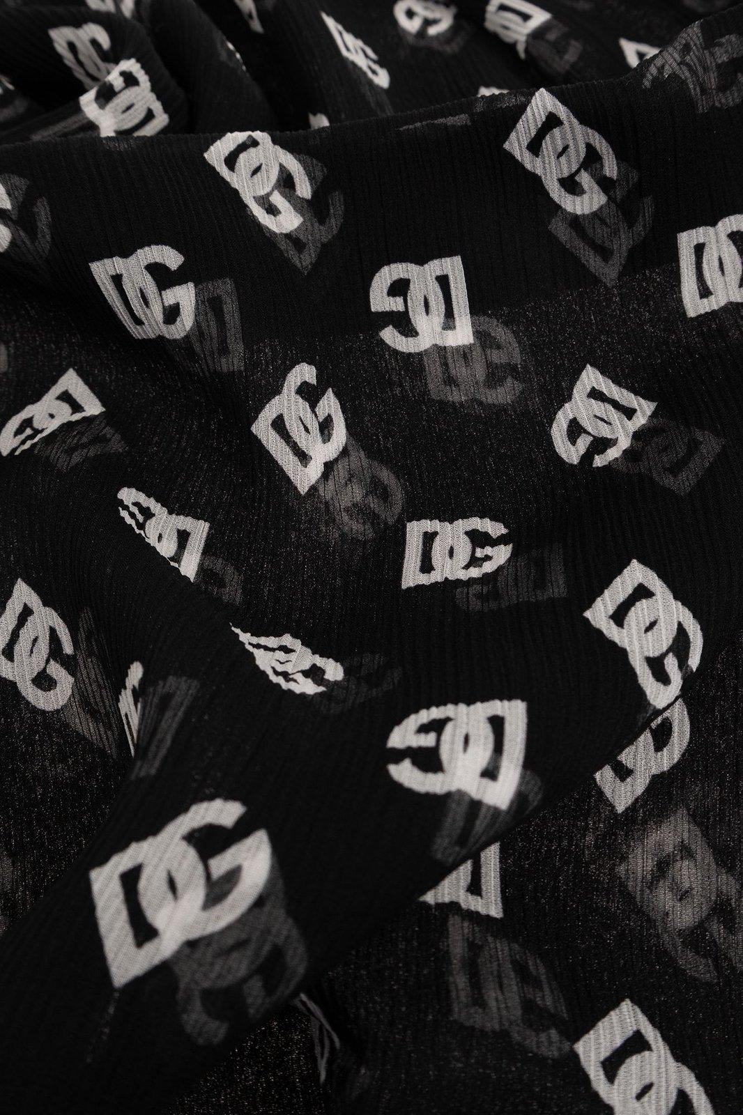 Dolce & Gabbana All-over Dg Logo Printed Scarf In Nero
