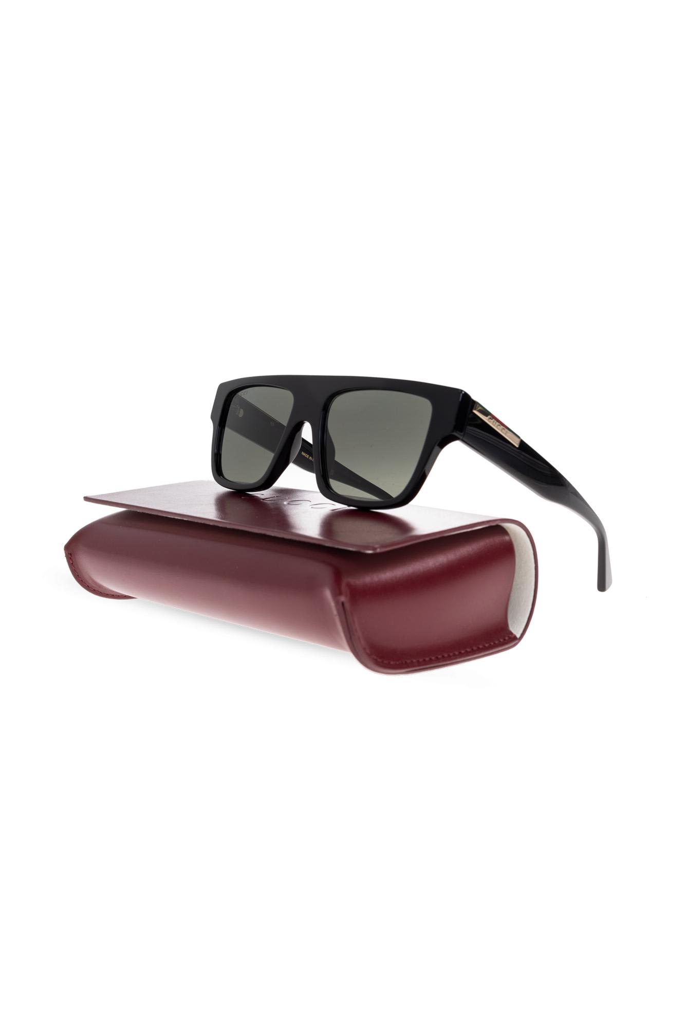 Gucci Acetate Frame Dark Lens Rectangular Sunglasses In Black