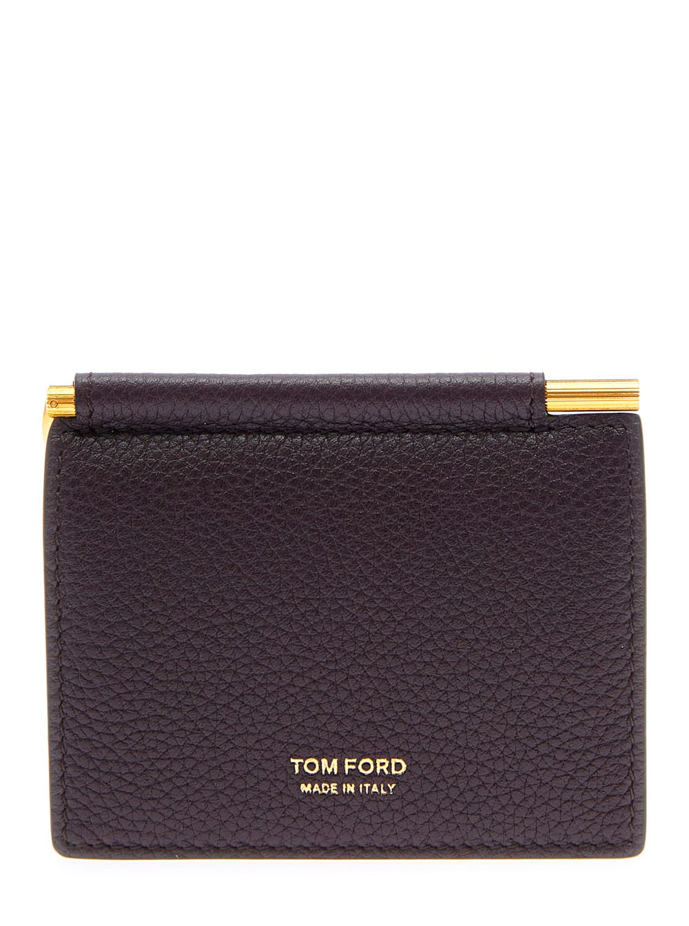 Bordeaux Bi-fold Wallet With Embossed Logo Lettering On The Front In Grained Leather Man