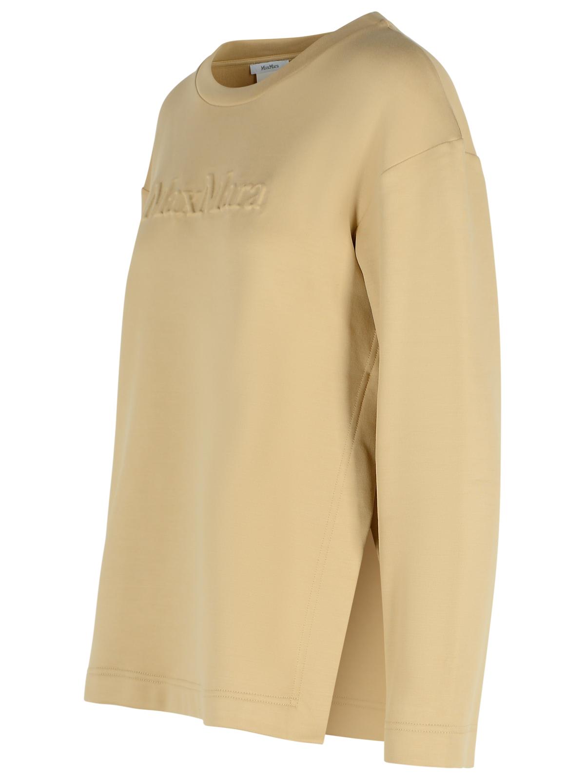 Max Mara Berma Sweatshirt In Silk And Caramel Cotton In Brown