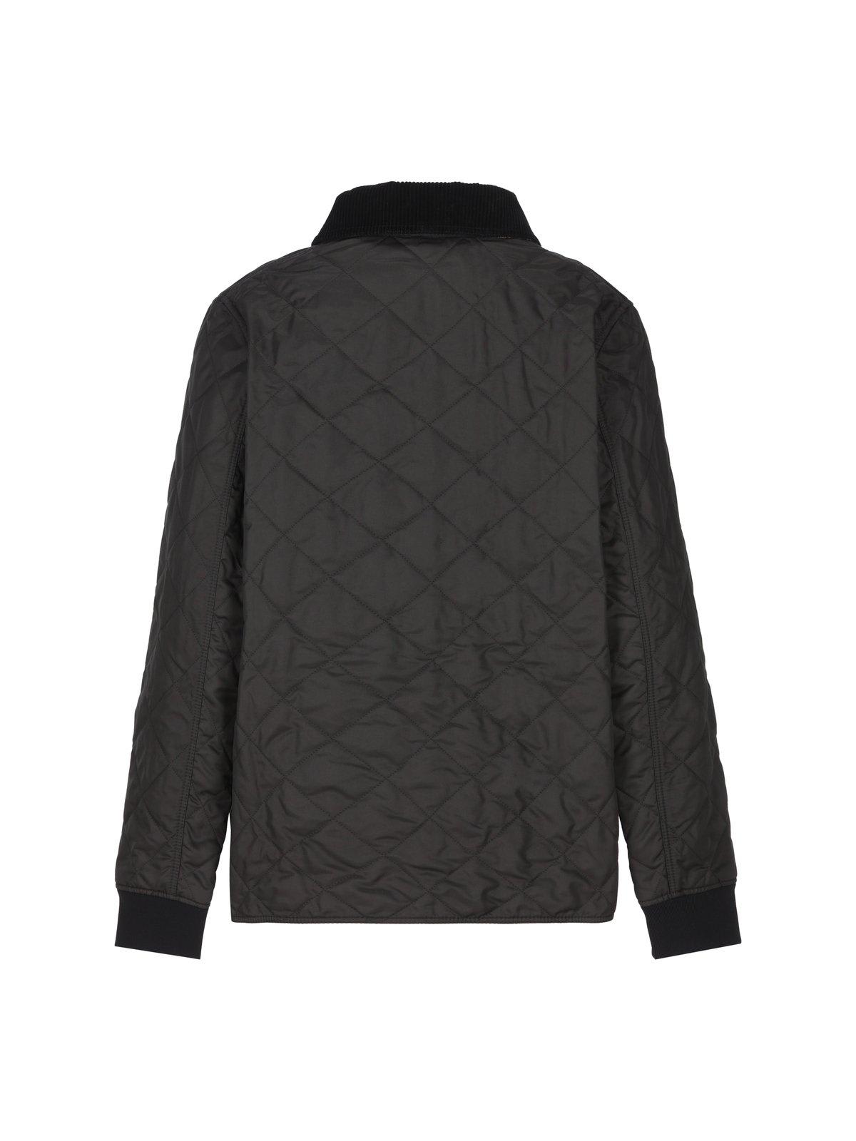Shop Burberry Diamond Quilted Zipped Jacket In Black