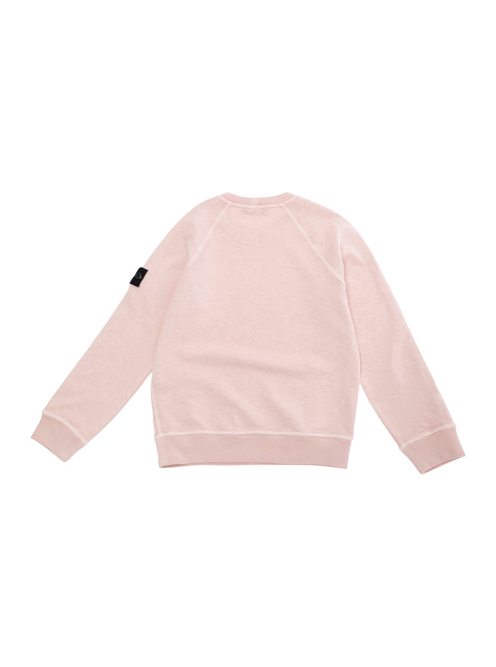 Stone Island Pink Sweatshirt With Round Neck And Logo Patch On The Sleeve In Cotton Boy In Pink