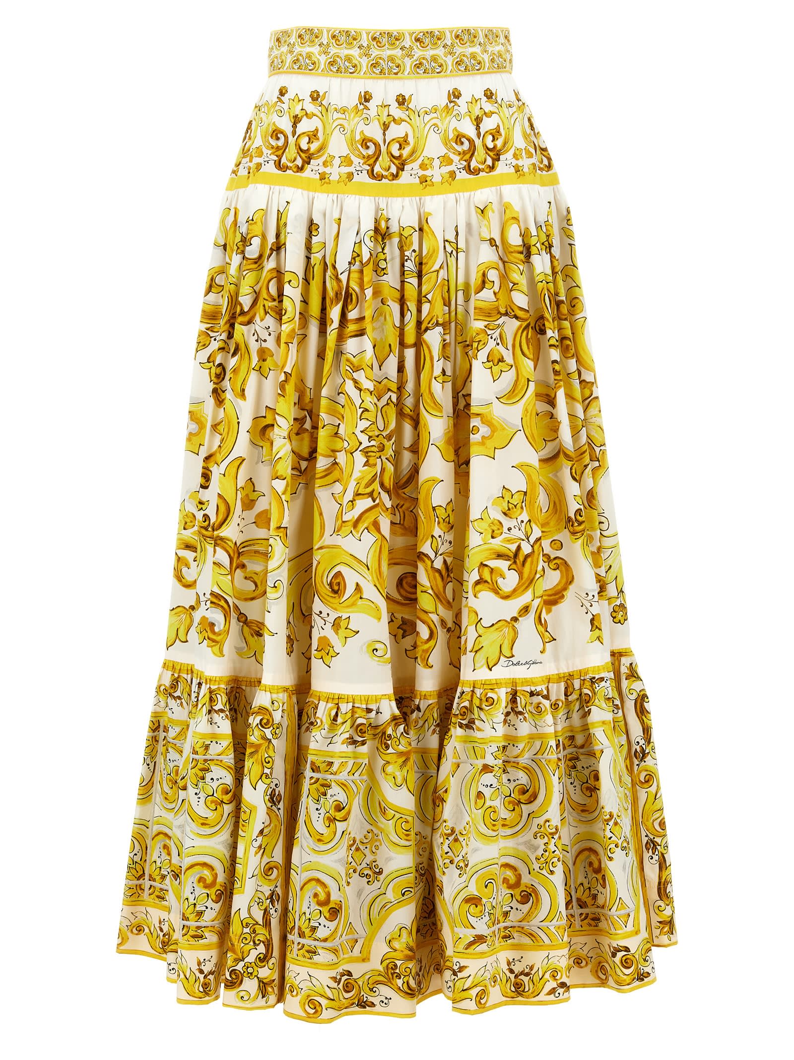 Shop Dolce & Gabbana Maiolica Skirt In Yellow